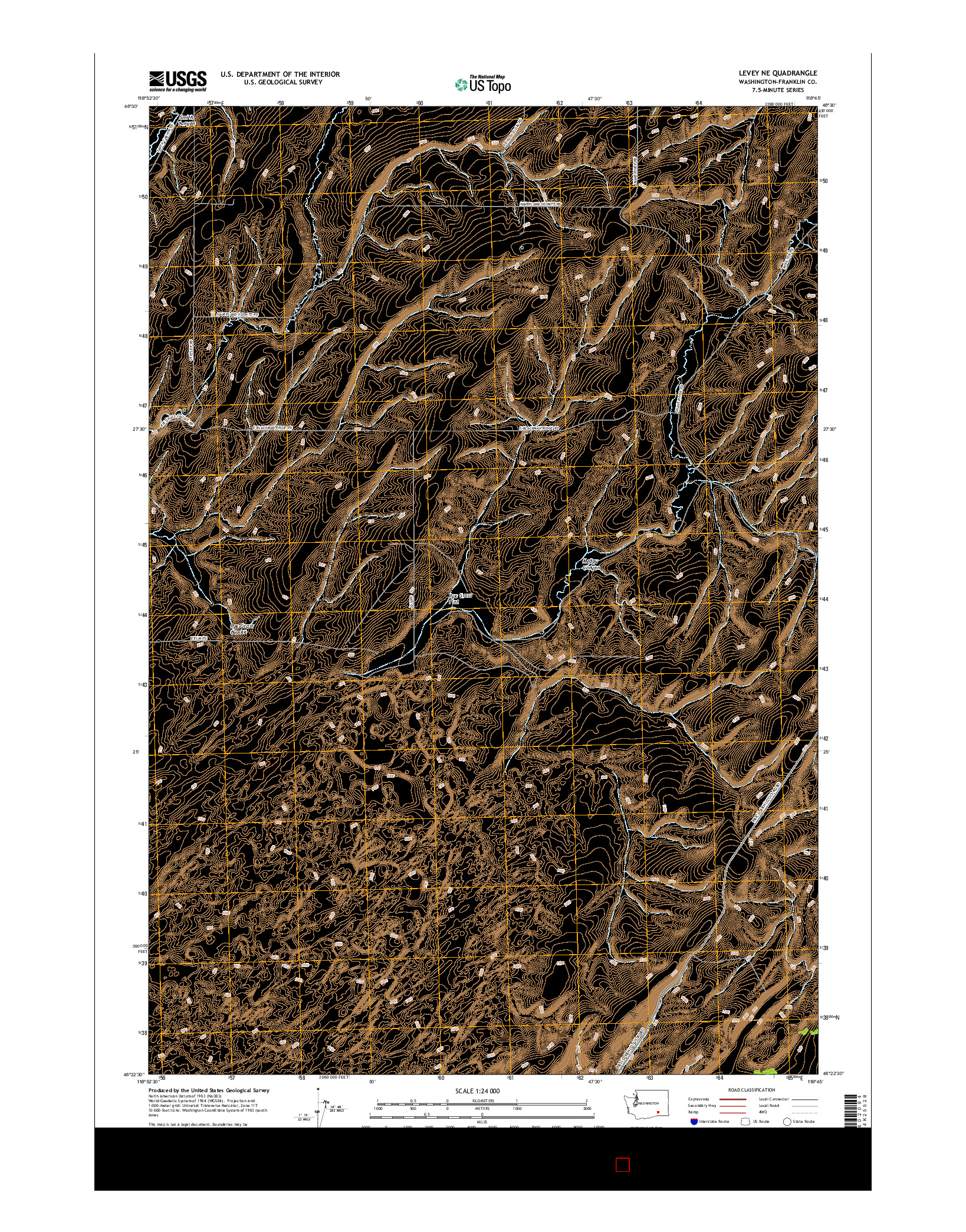 USGS US TOPO 7.5-MINUTE MAP FOR LEVEY NE, WA 2017