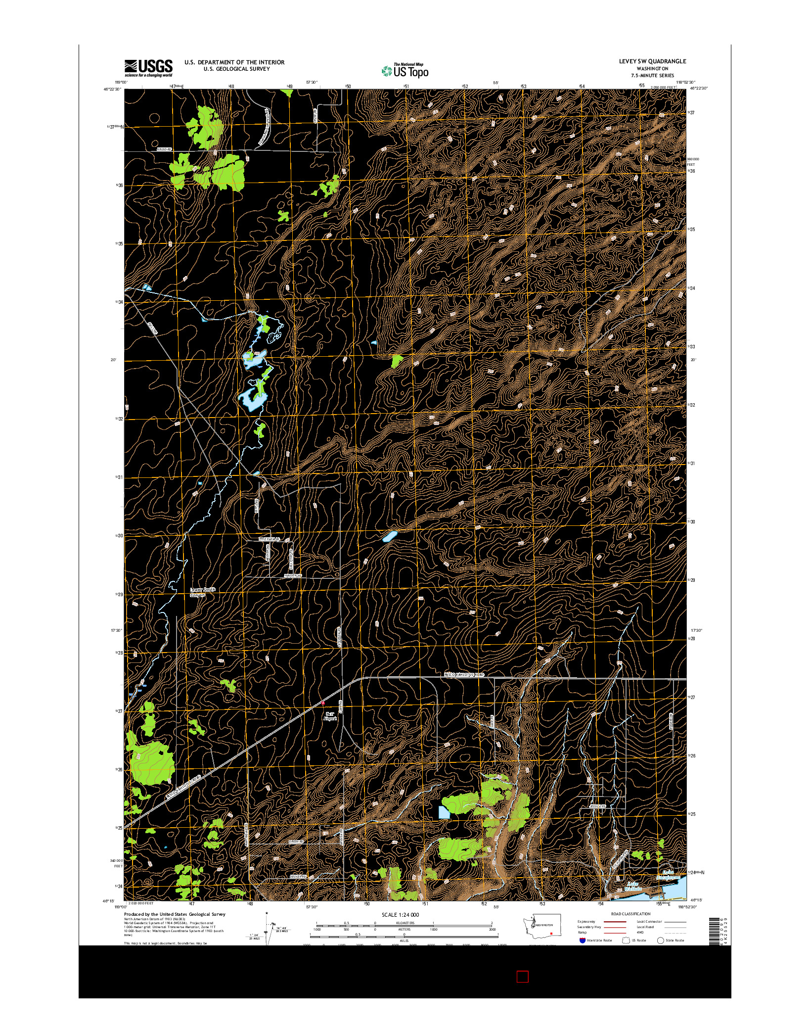 USGS US TOPO 7.5-MINUTE MAP FOR LEVEY SW, WA 2017