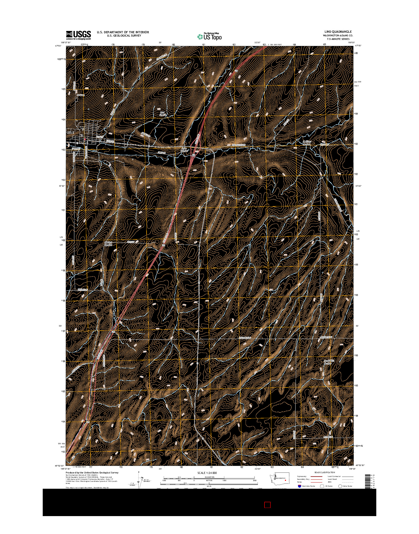 USGS US TOPO 7.5-MINUTE MAP FOR LIND, WA 2017