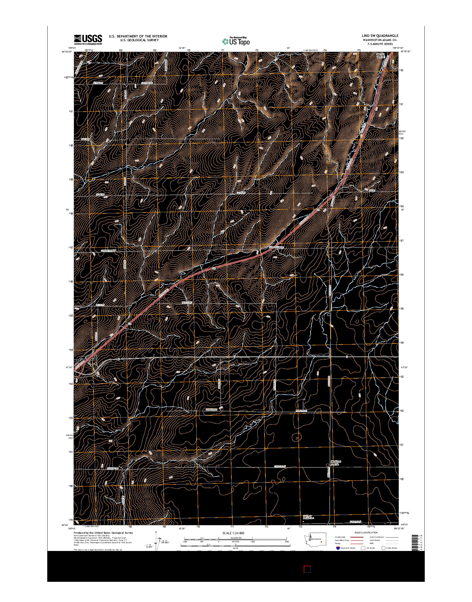 USGS US TOPO 7.5-MINUTE MAP FOR LIND SW, WA 2017