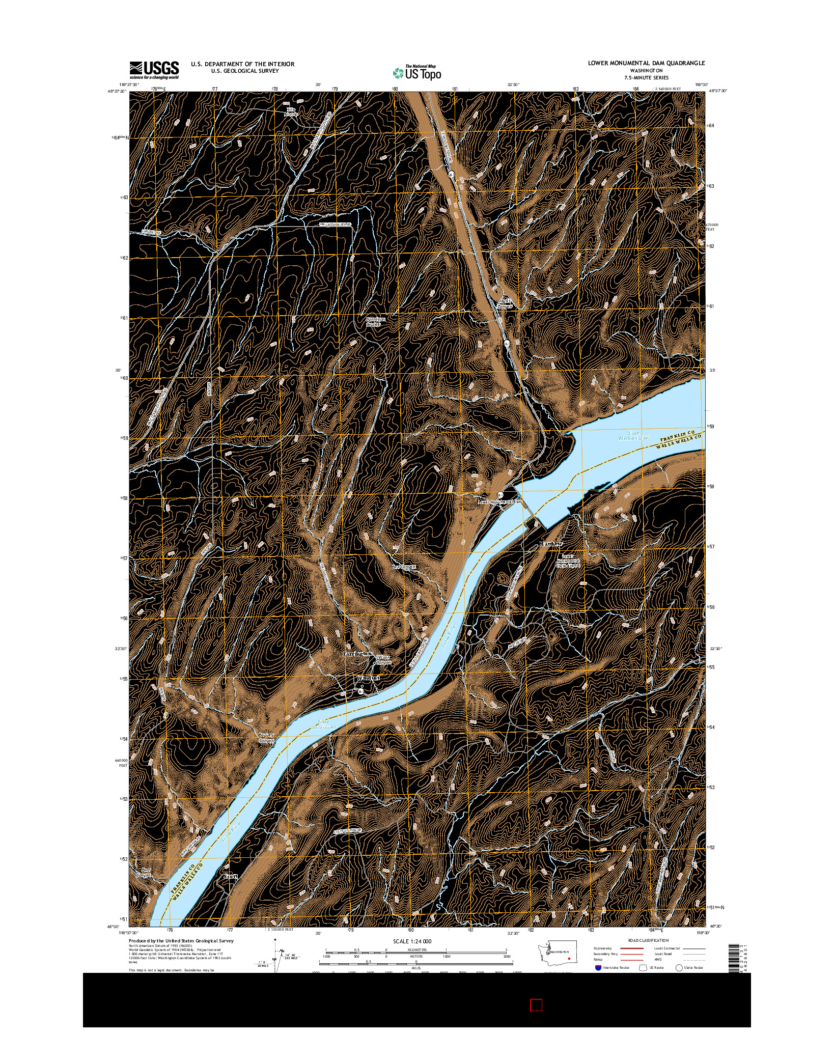 USGS US TOPO 7.5-MINUTE MAP FOR LOWER MONUMENTAL DAM, WA 2017