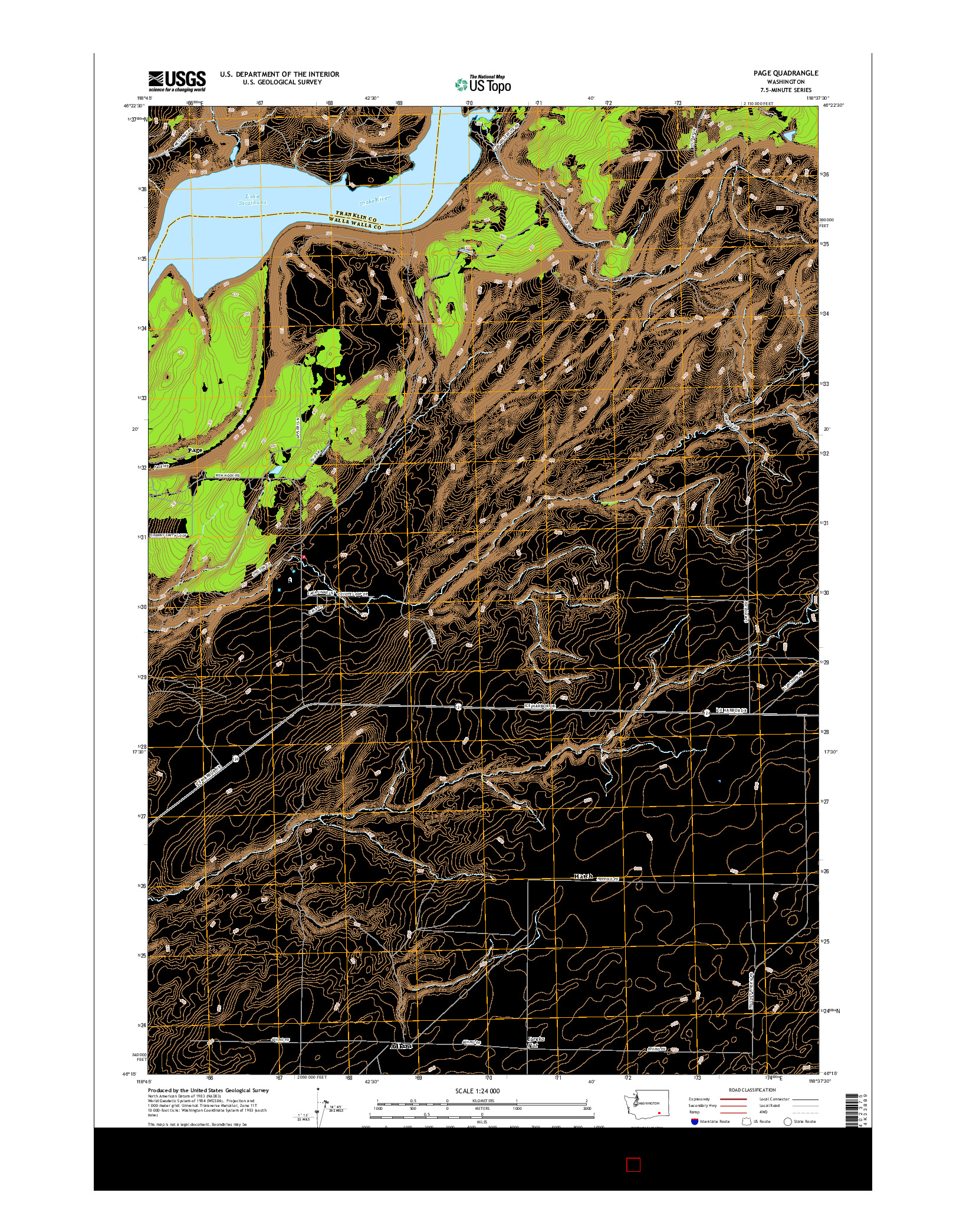 USGS US TOPO 7.5-MINUTE MAP FOR PAGE, WA 2017