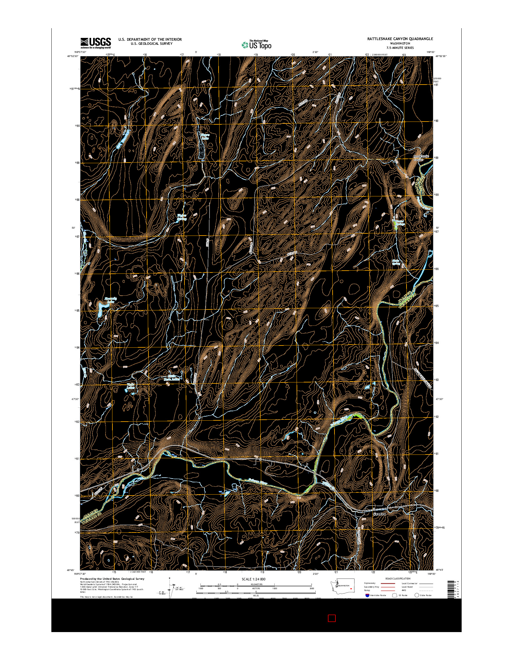USGS US TOPO 7.5-MINUTE MAP FOR RATTLESNAKE CANYON, WA 2017