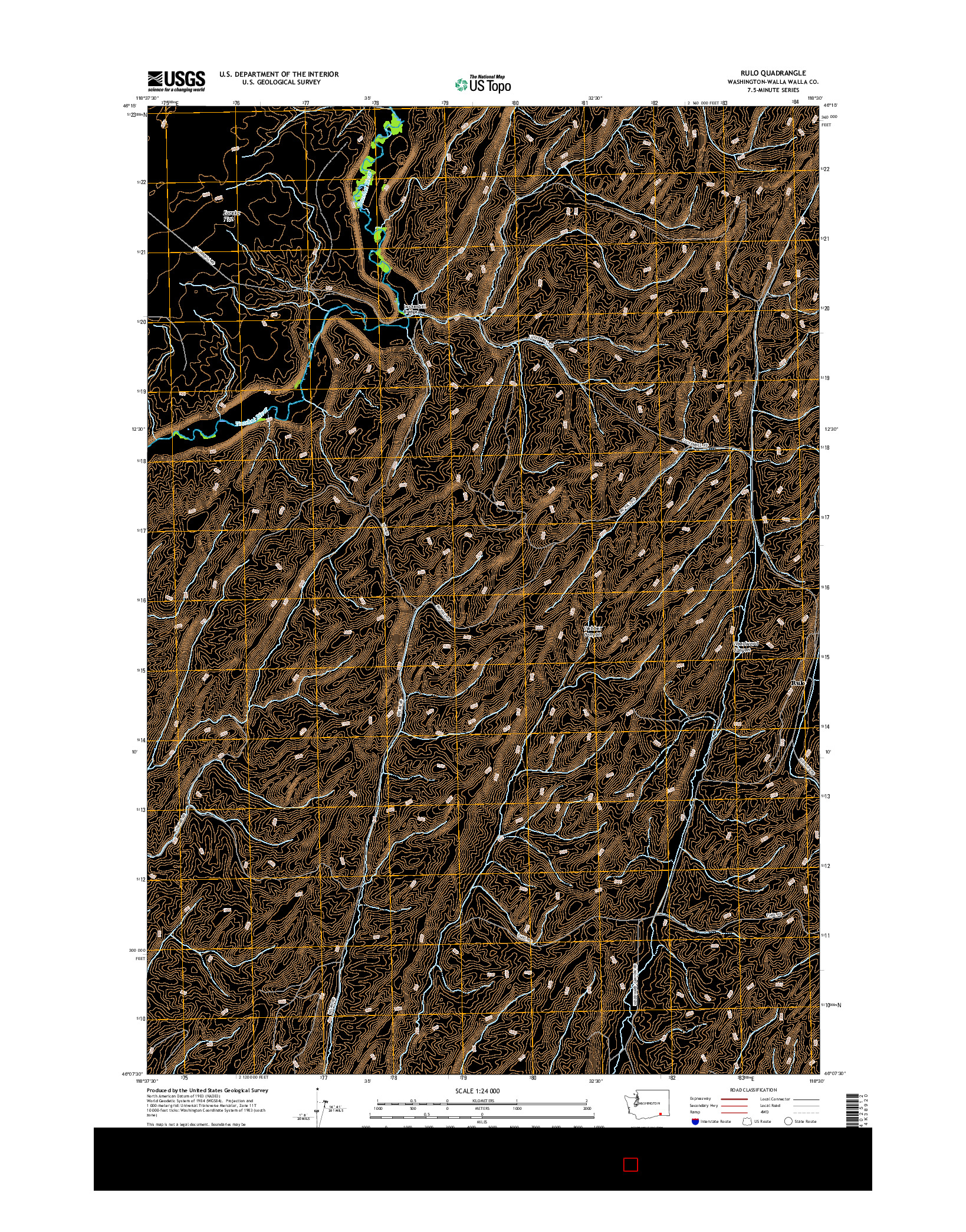 USGS US TOPO 7.5-MINUTE MAP FOR RULO, WA 2017