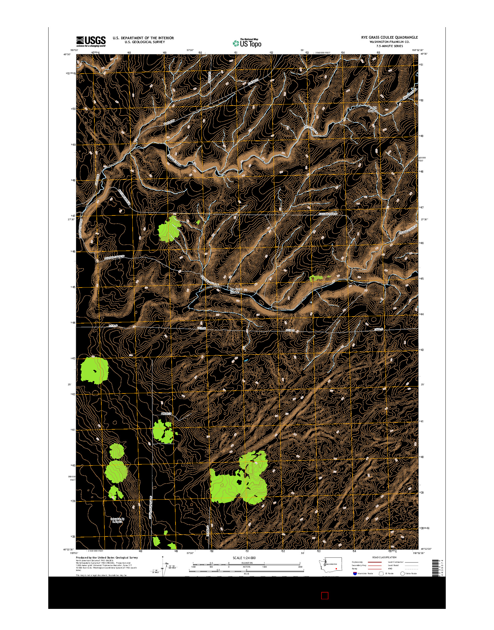 USGS US TOPO 7.5-MINUTE MAP FOR RYE GRASS COULEE, WA 2017