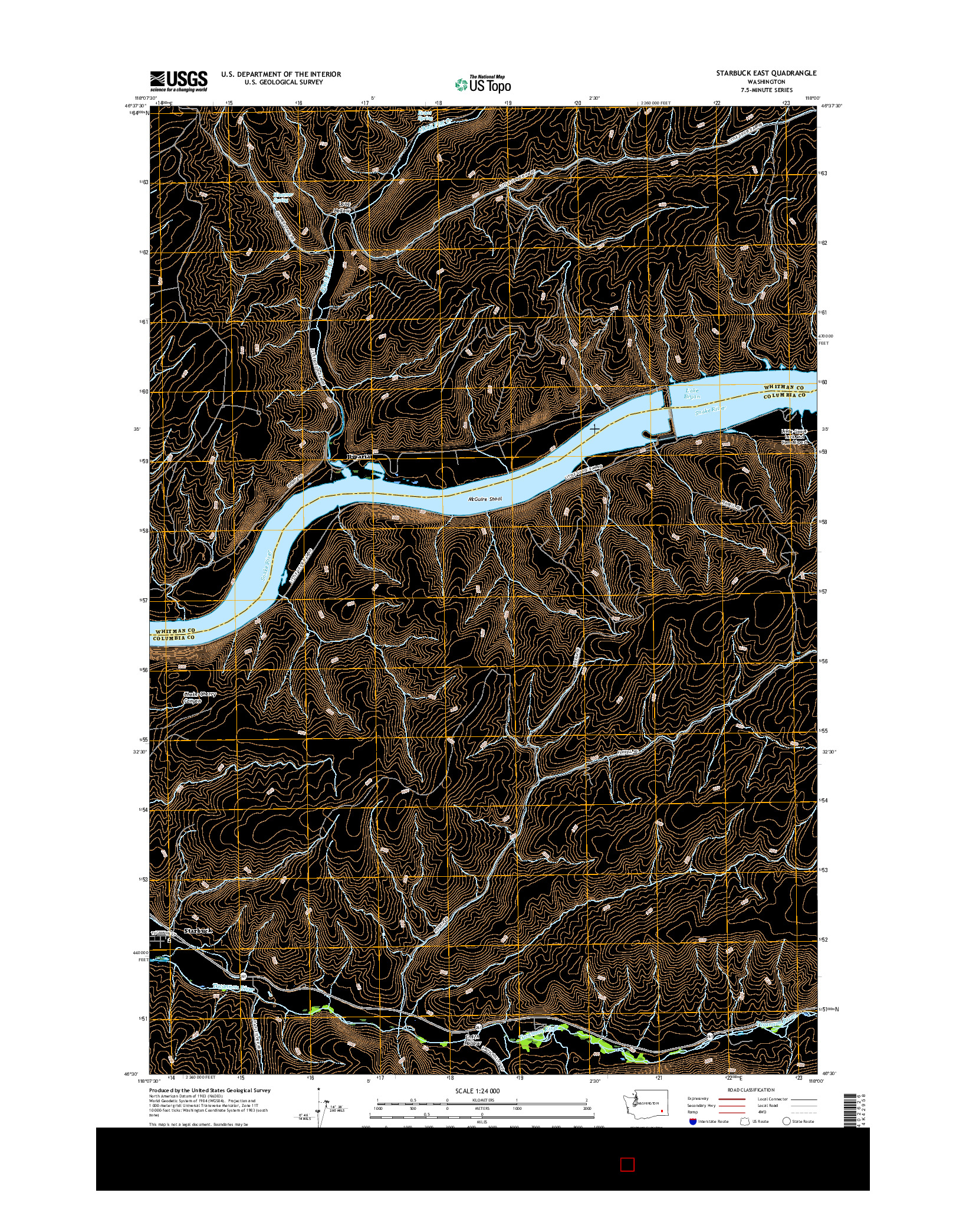 USGS US TOPO 7.5-MINUTE MAP FOR STARBUCK EAST, WA 2017