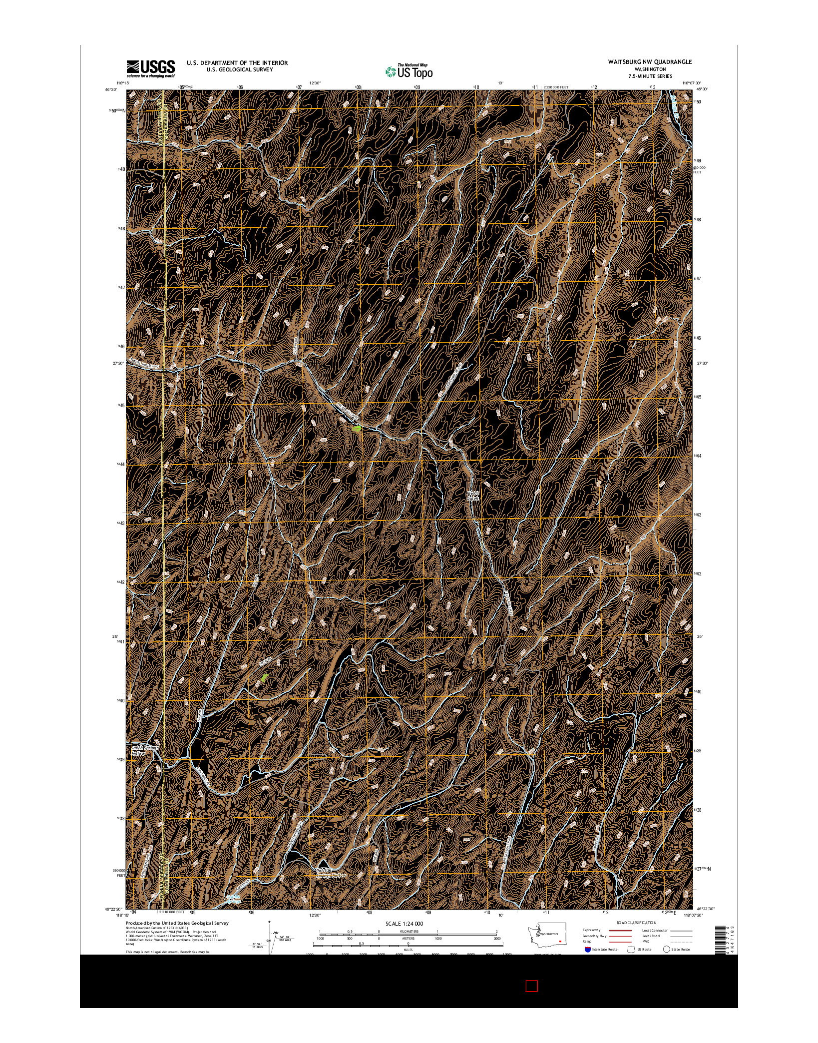 USGS US TOPO 7.5-MINUTE MAP FOR WAITSBURG NW, WA 2017