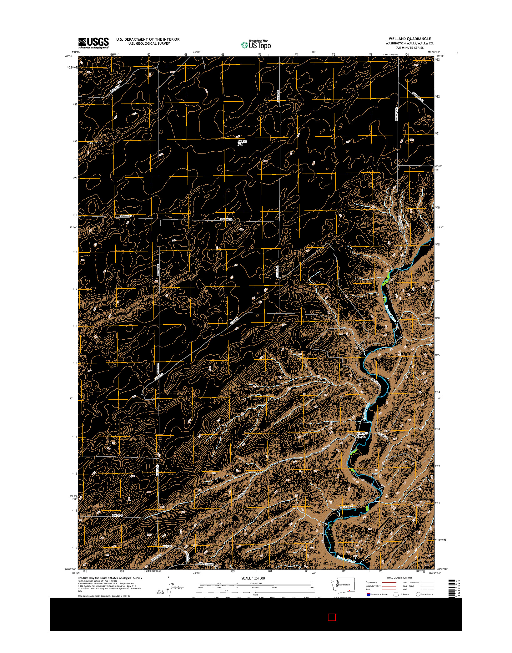 USGS US TOPO 7.5-MINUTE MAP FOR WELLAND, WA 2017