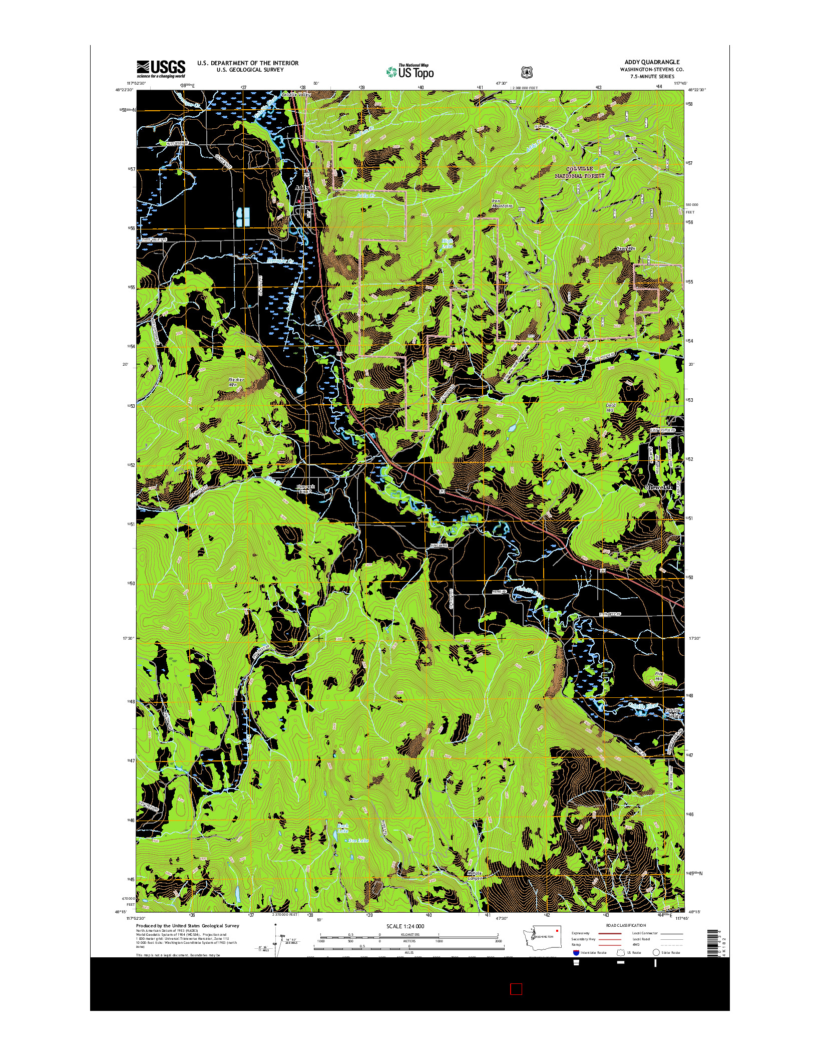 USGS US TOPO 7.5-MINUTE MAP FOR ADDY, WA 2017