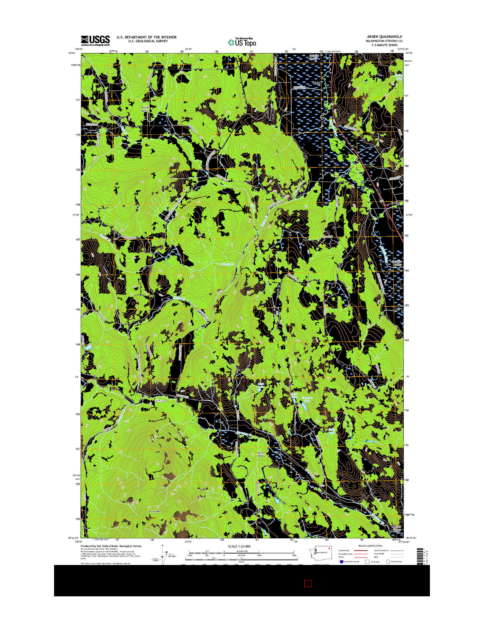 USGS US TOPO 7.5-MINUTE MAP FOR ARDEN, WA 2017