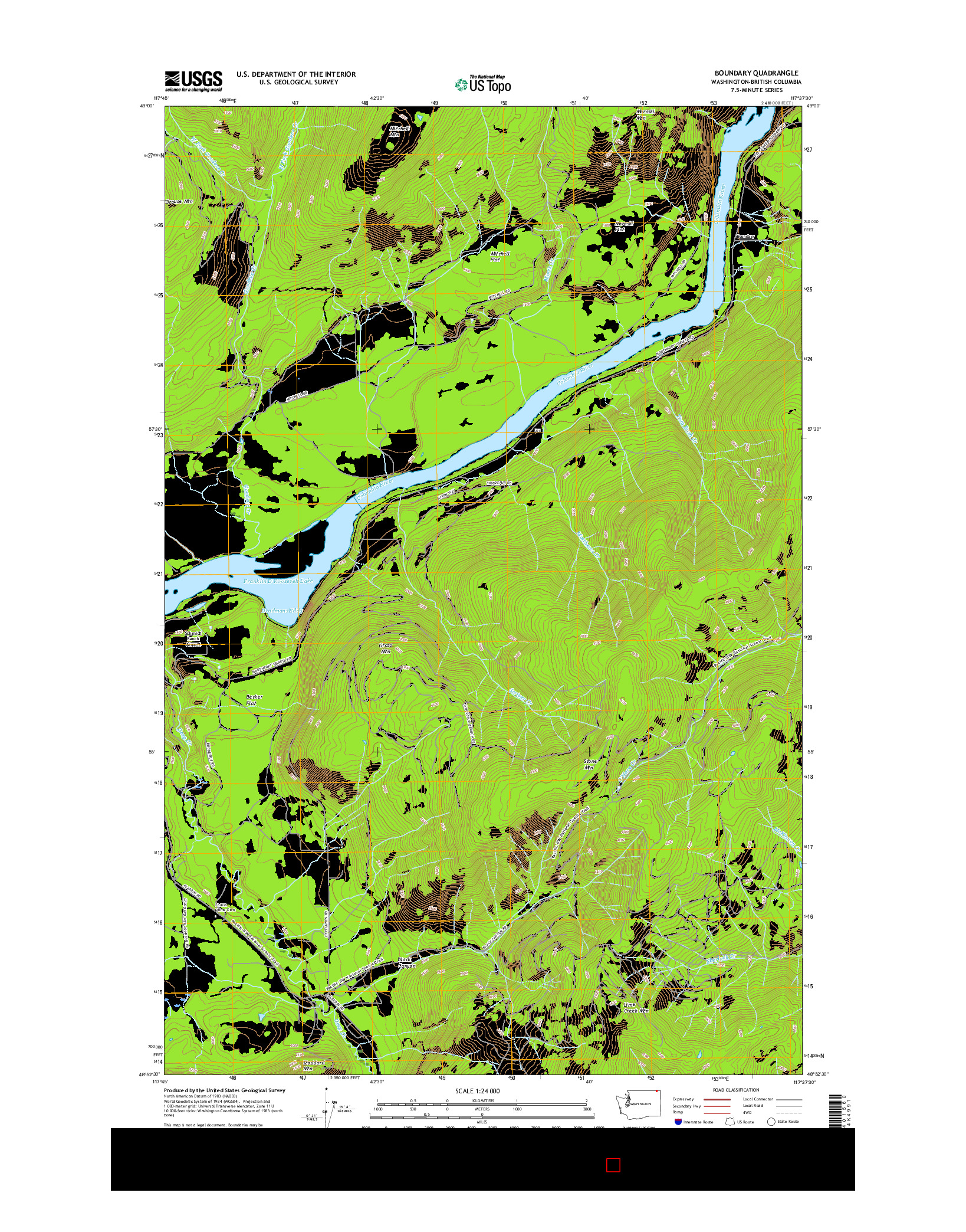 USGS US TOPO 7.5-MINUTE MAP FOR BOUNDARY, WA-BC 2017