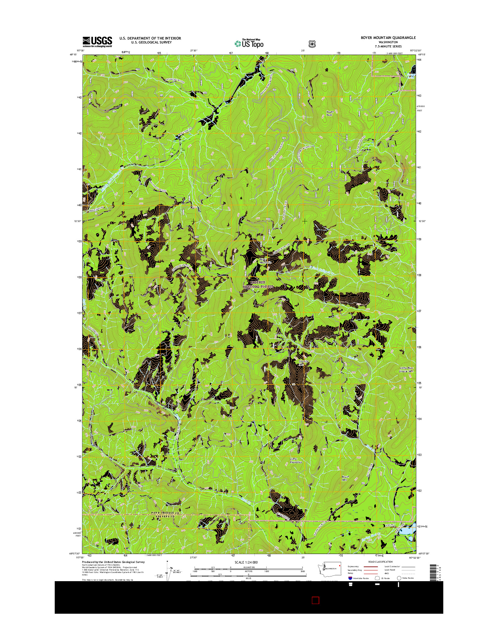 USGS US TOPO 7.5-MINUTE MAP FOR BOYER MOUNTAIN, WA 2017