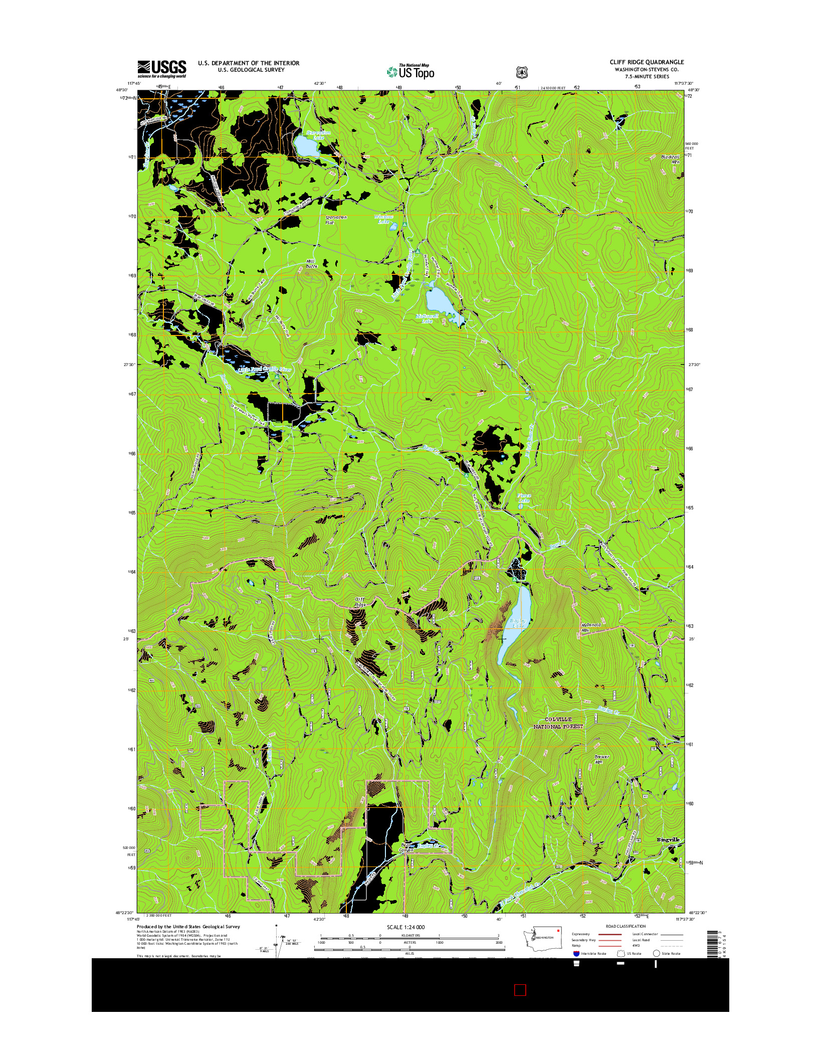 USGS US TOPO 7.5-MINUTE MAP FOR CLIFF RIDGE, WA 2017