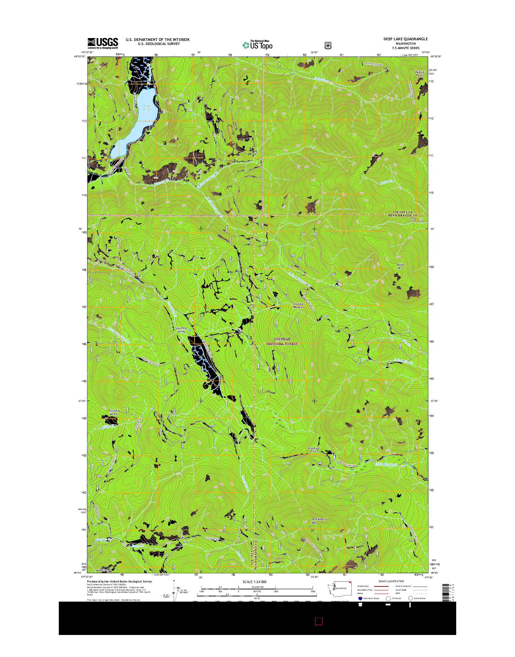 USGS US TOPO 7.5-MINUTE MAP FOR DEEP LAKE, WA 2017