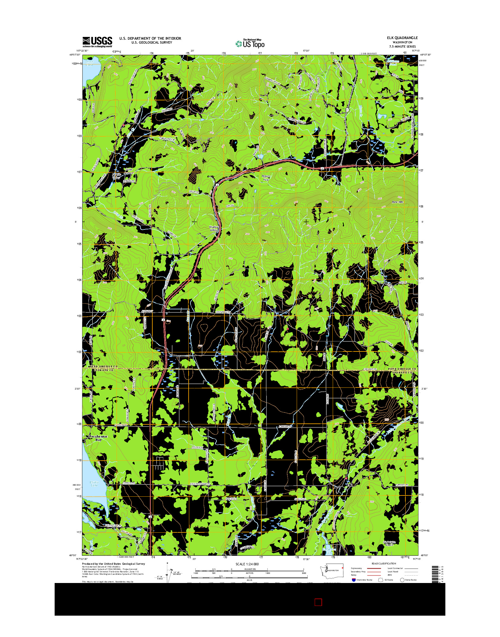 USGS US TOPO 7.5-MINUTE MAP FOR ELK, WA 2017