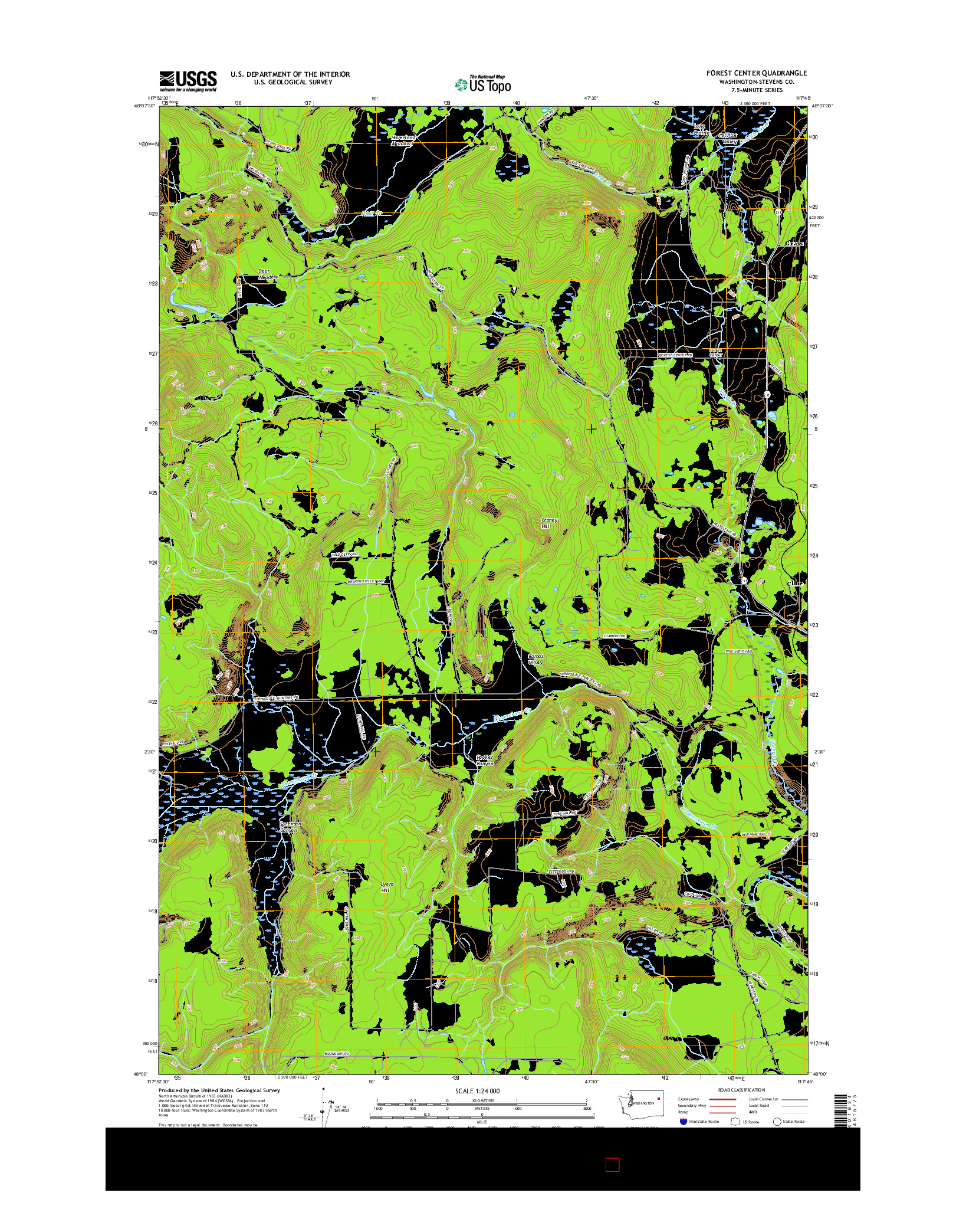 USGS US TOPO 7.5-MINUTE MAP FOR FOREST CENTER, WA 2017