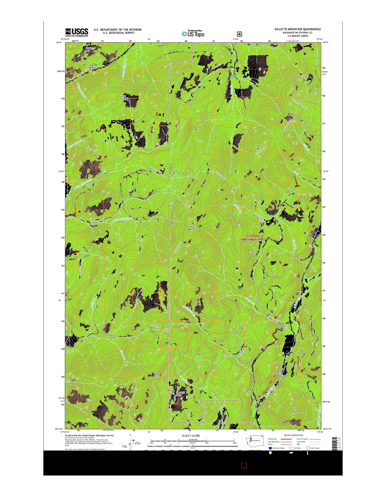 USGS US TOPO 7.5-MINUTE MAP FOR GILLETTE MOUNTAIN, WA 2017