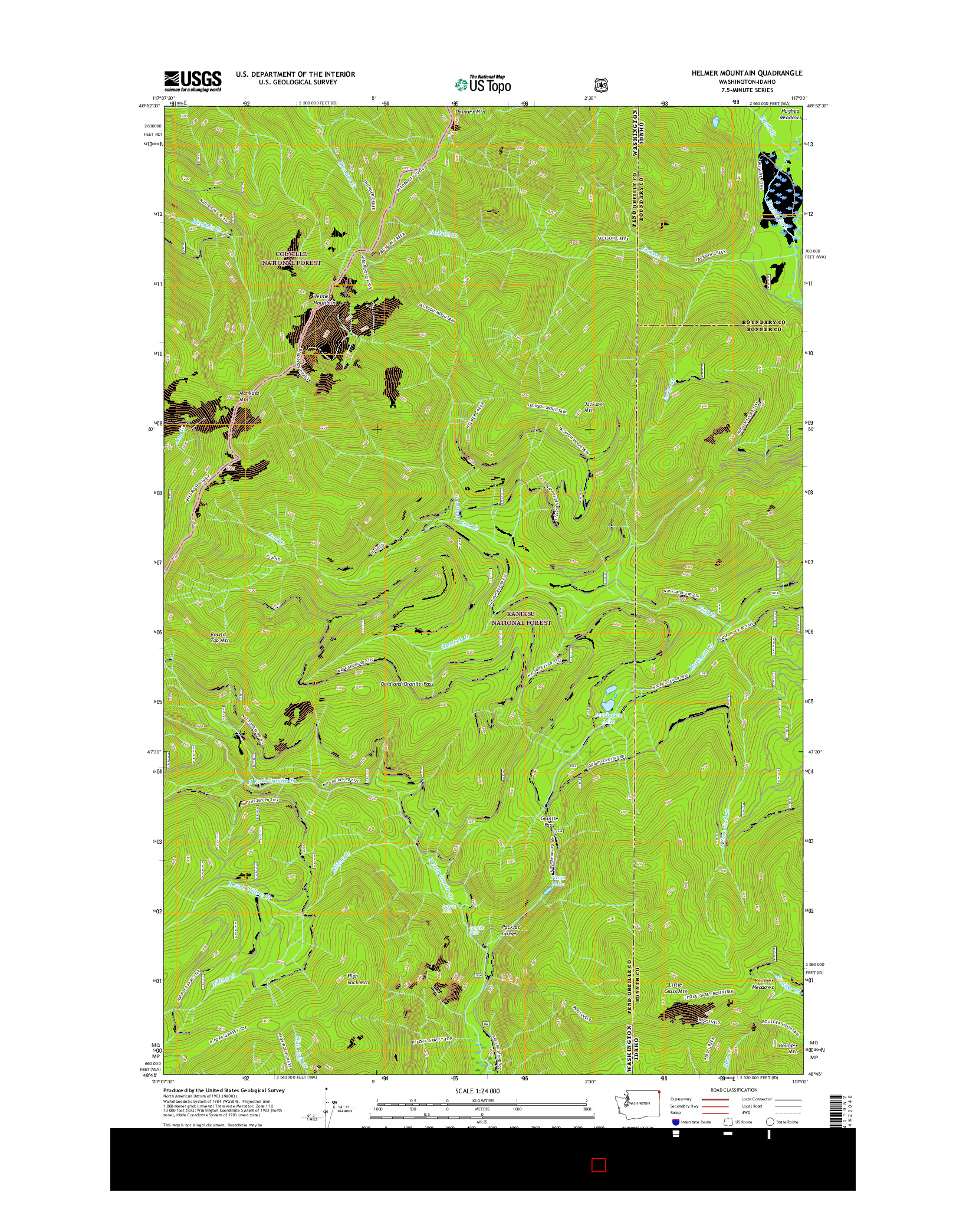 USGS US TOPO 7.5-MINUTE MAP FOR HELMER MOUNTAIN, WA-ID 2017