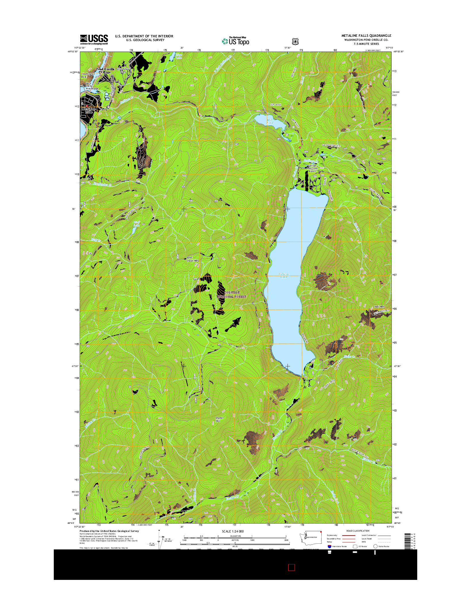 USGS US TOPO 7.5-MINUTE MAP FOR METALINE FALLS, WA 2017