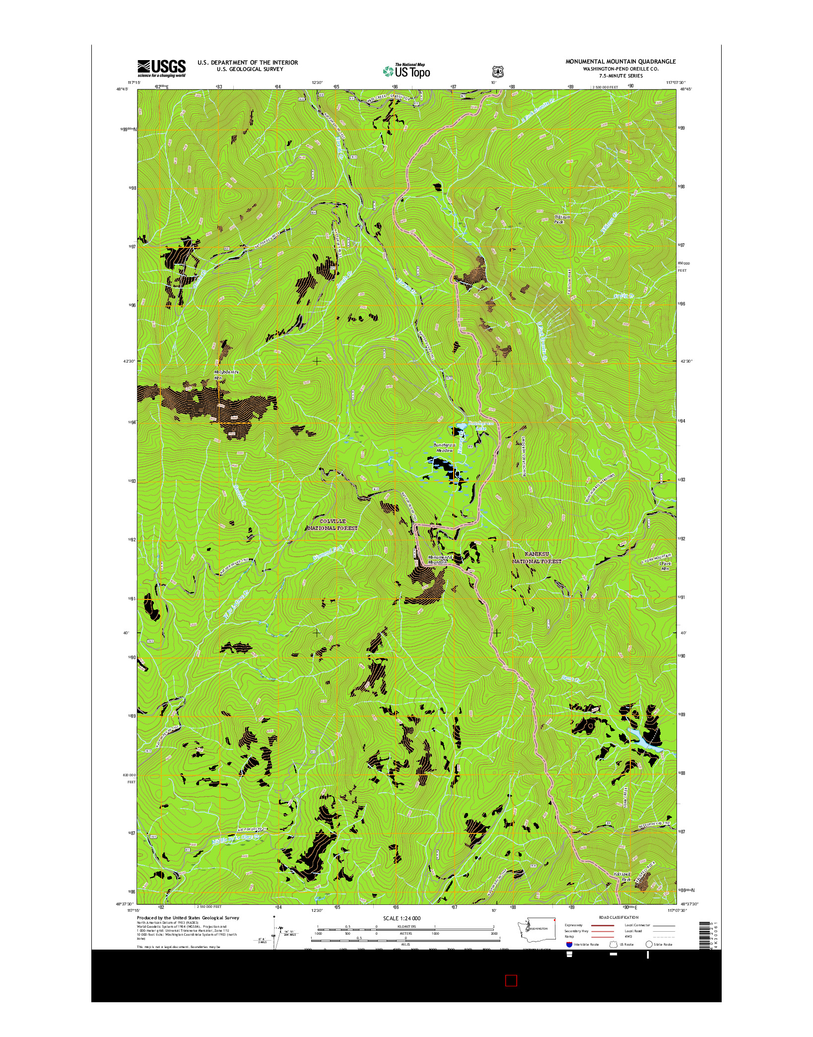 USGS US TOPO 7.5-MINUTE MAP FOR MONUMENTAL MOUNTAIN, WA 2017