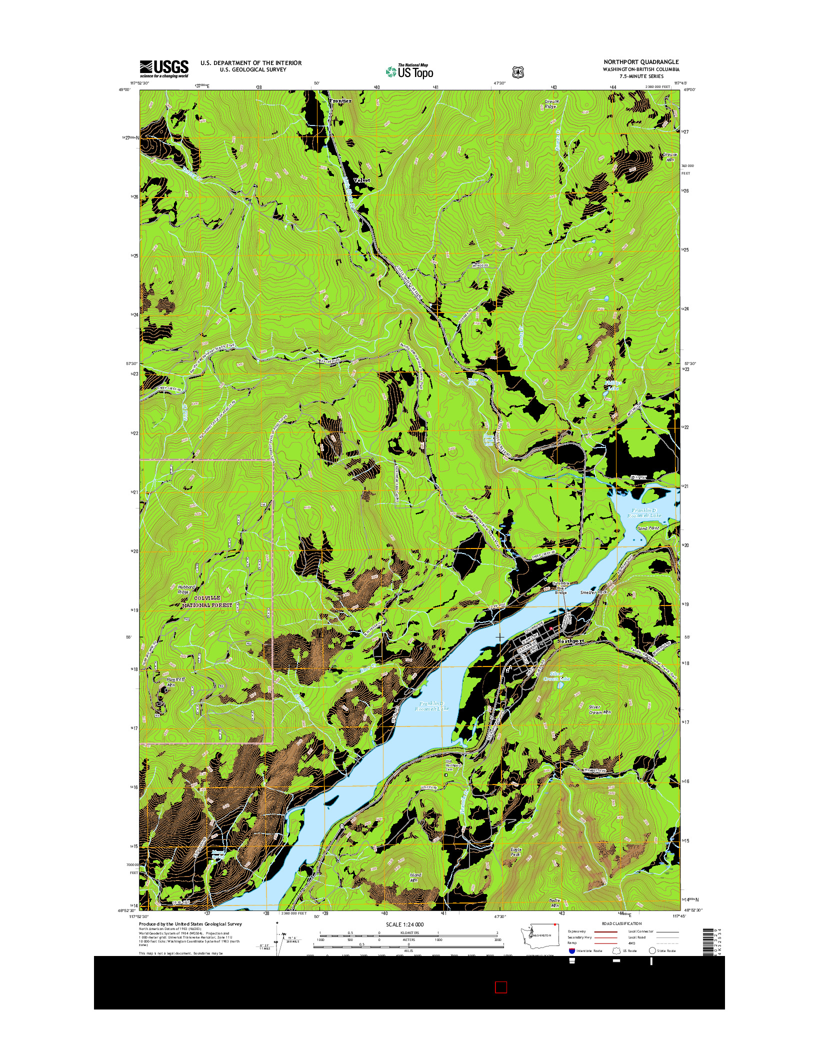USGS US TOPO 7.5-MINUTE MAP FOR NORTHPORT, WA-BC 2017
