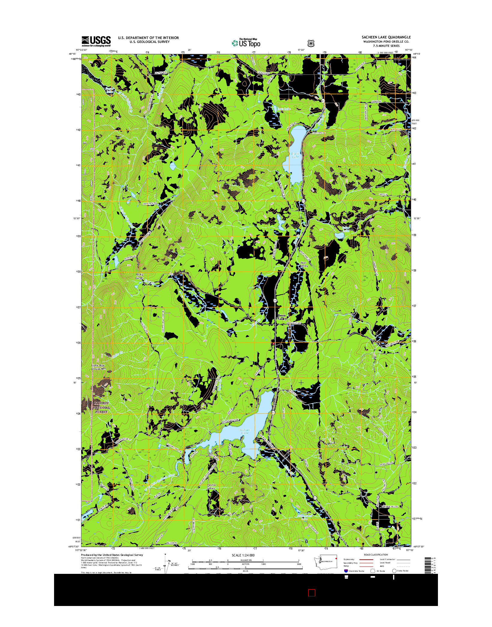 USGS US TOPO 7.5-MINUTE MAP FOR SACHEEN LAKE, WA 2017