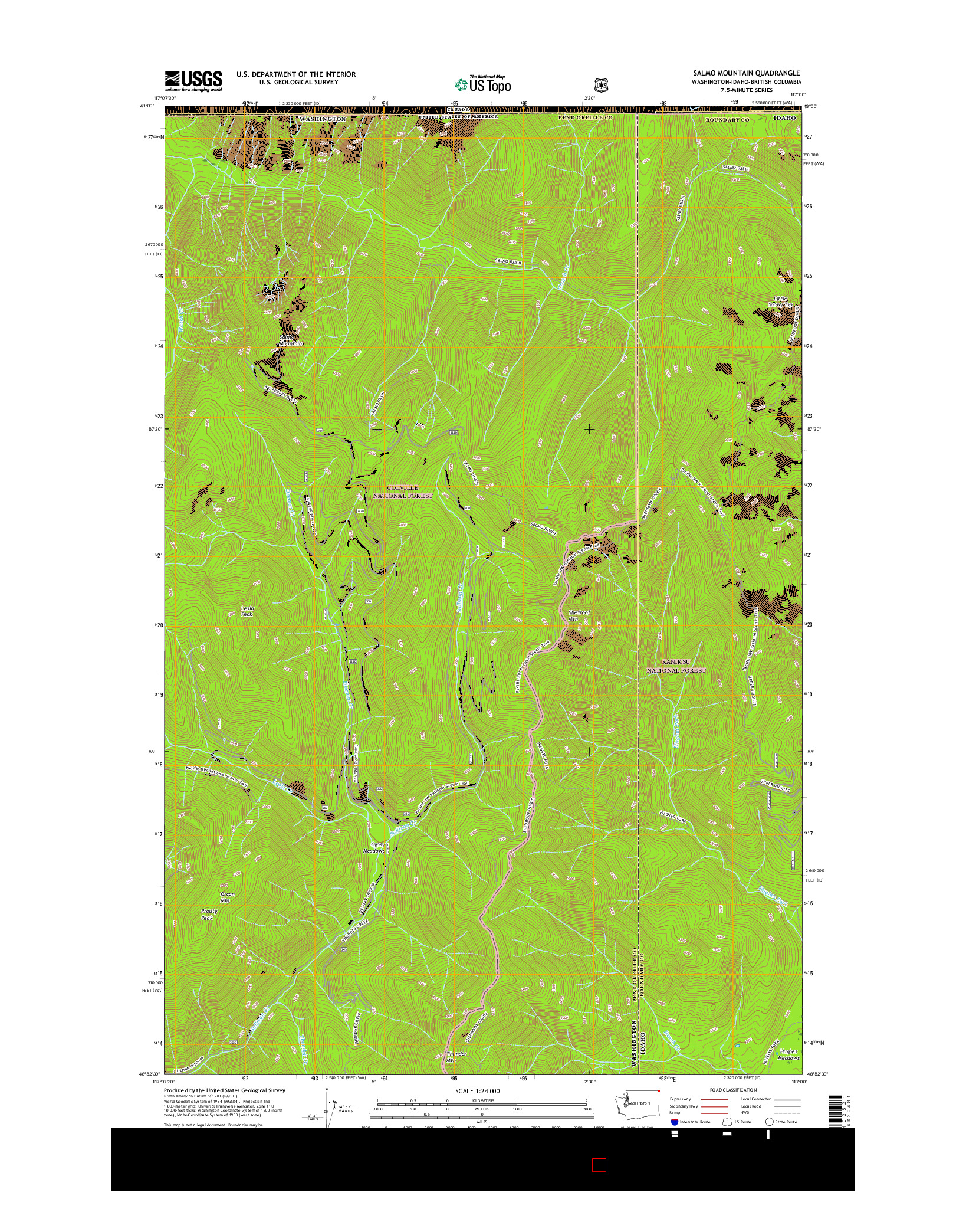 USGS US TOPO 7.5-MINUTE MAP FOR SALMO MOUNTAIN, WA-ID-BC 2017