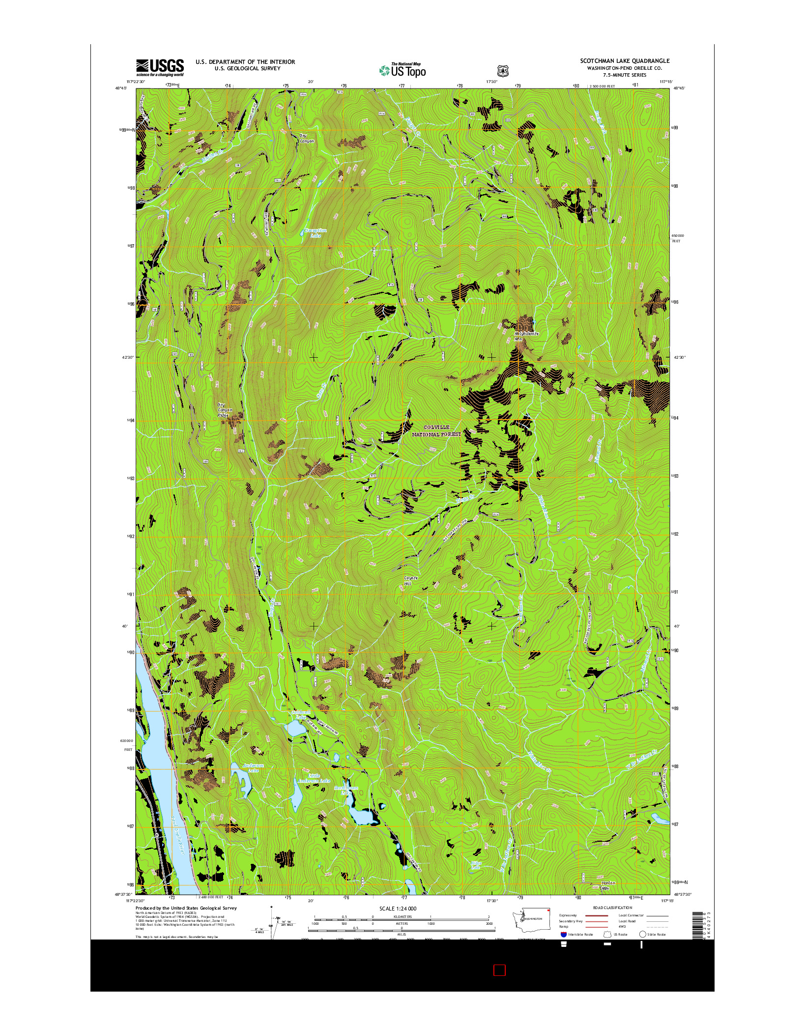 USGS US TOPO 7.5-MINUTE MAP FOR SCOTCHMAN LAKE, WA 2017