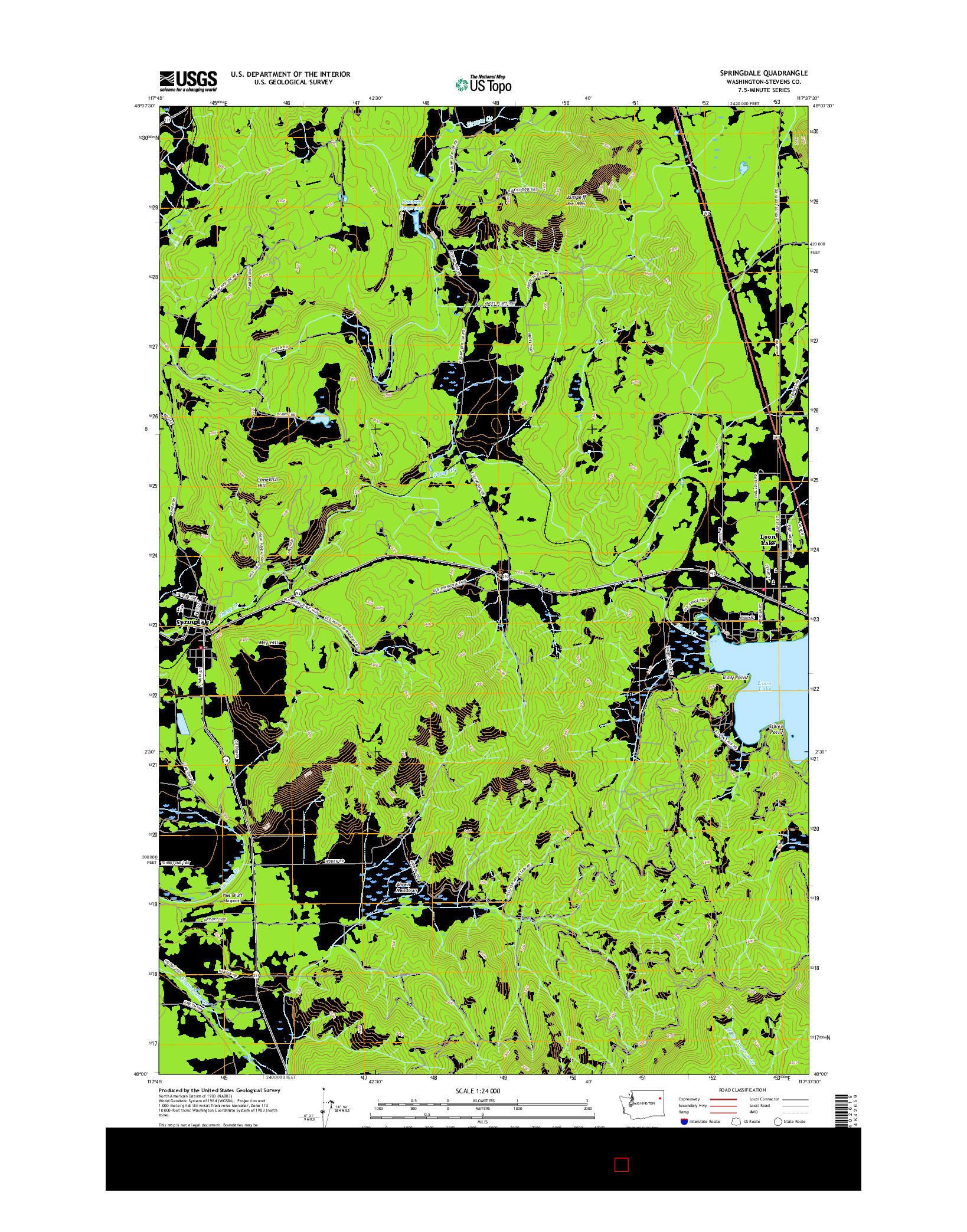 USGS US TOPO 7.5-MINUTE MAP FOR SPRINGDALE, WA 2017