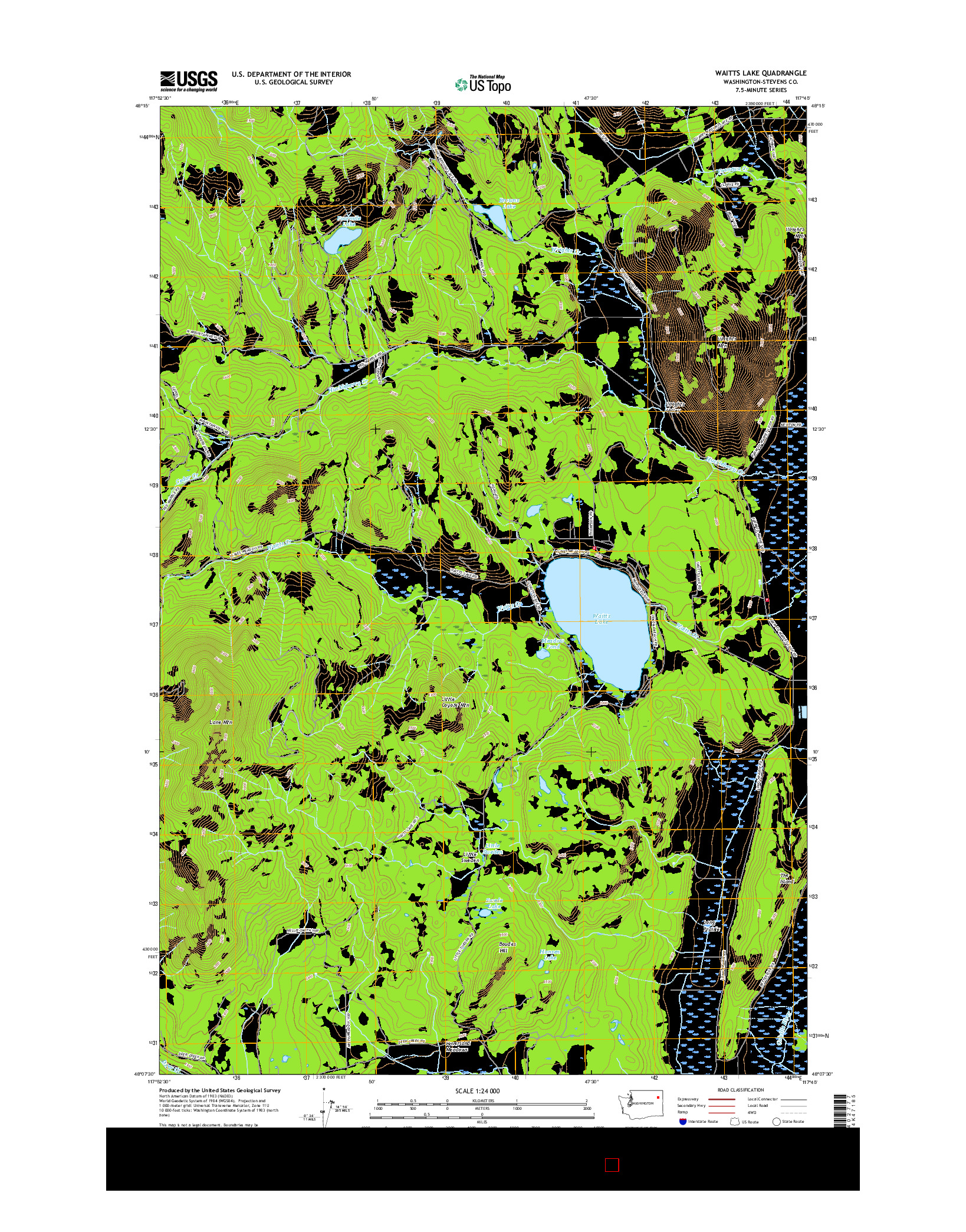 USGS US TOPO 7.5-MINUTE MAP FOR WAITTS LAKE, WA 2017