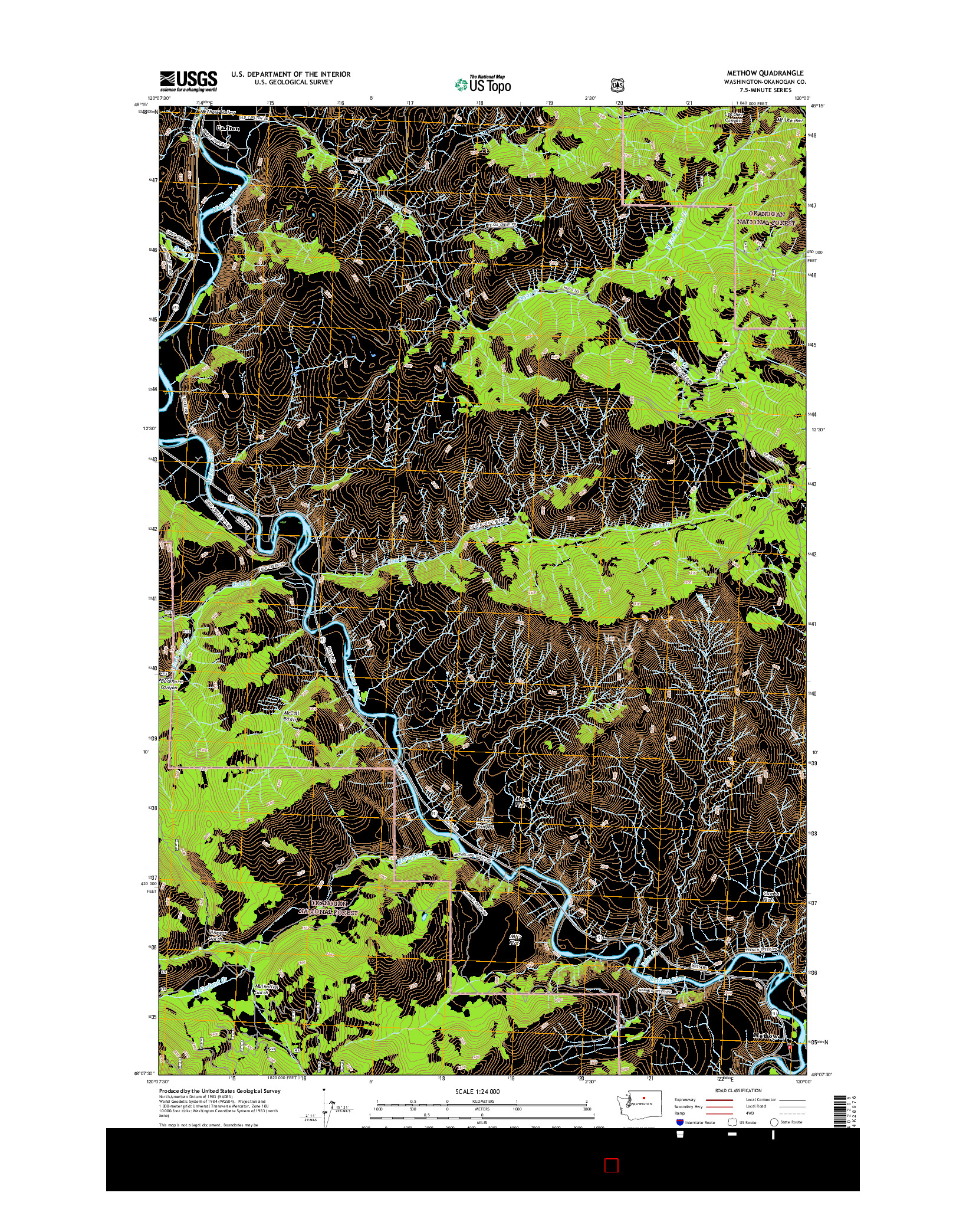 USGS US TOPO 7.5-MINUTE MAP FOR METHOW, WA 2017