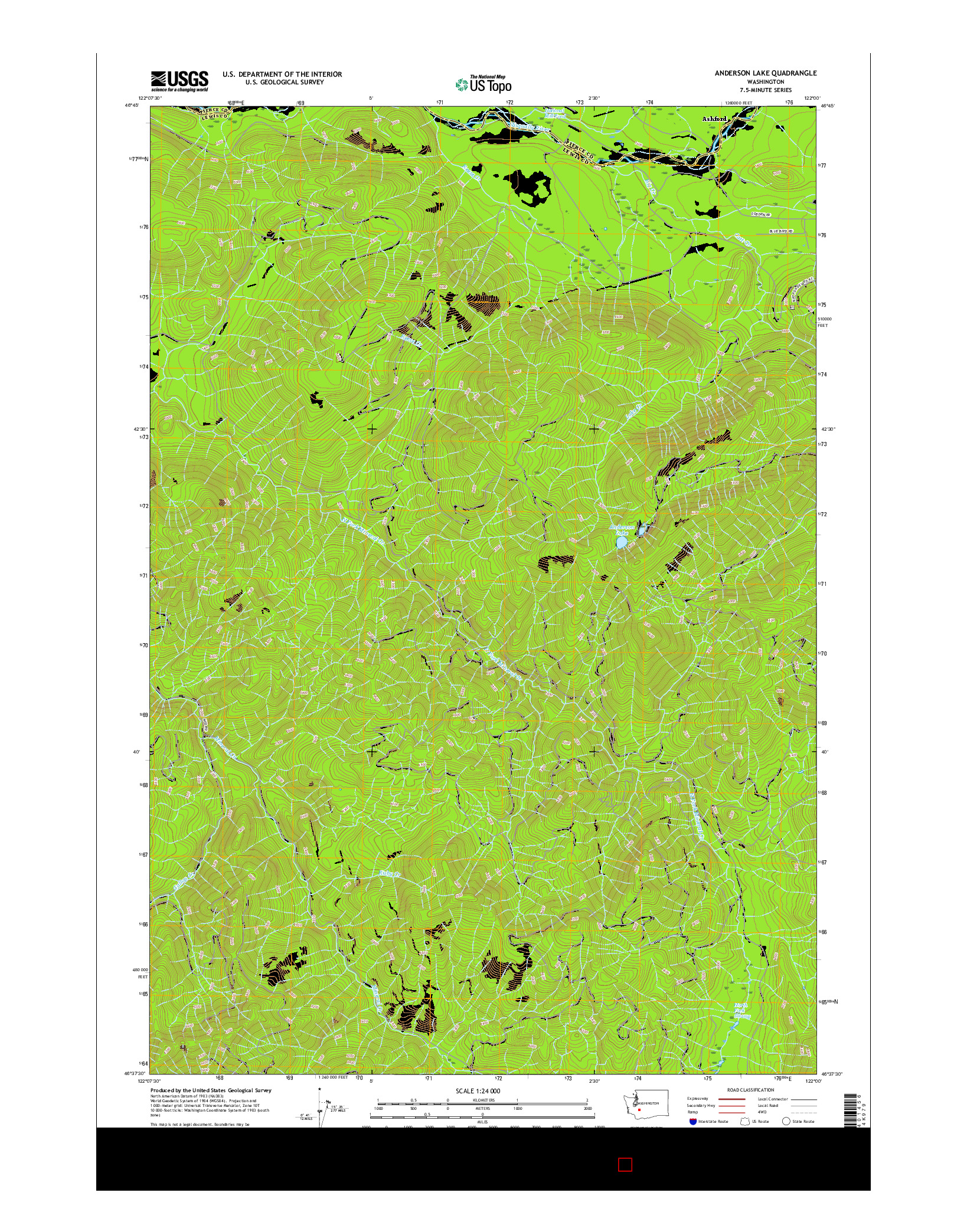 USGS US TOPO 7.5-MINUTE MAP FOR ANDERSON LAKE, WA 2017