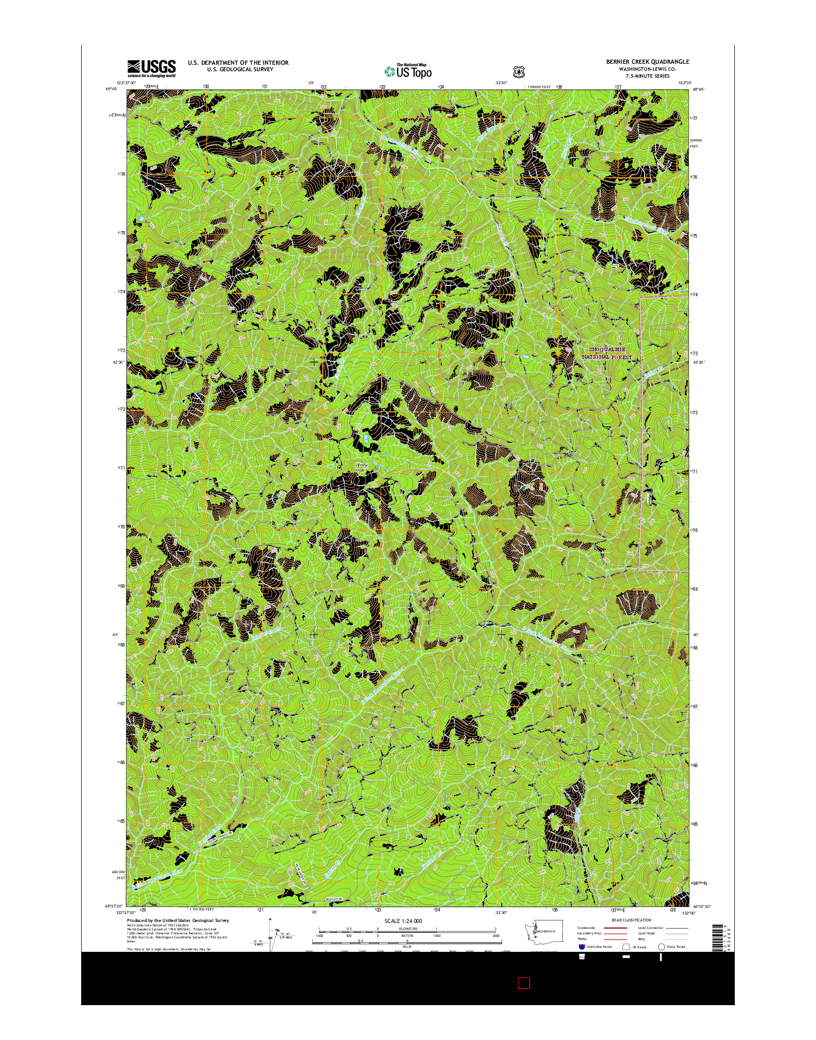 USGS US TOPO 7.5-MINUTE MAP FOR BERNIER CREEK, WA 2017