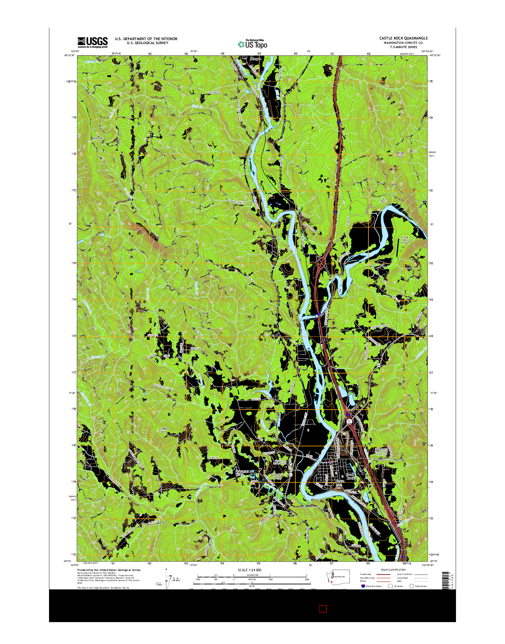 USGS US TOPO 7.5-MINUTE MAP FOR CASTLE ROCK, WA 2017
