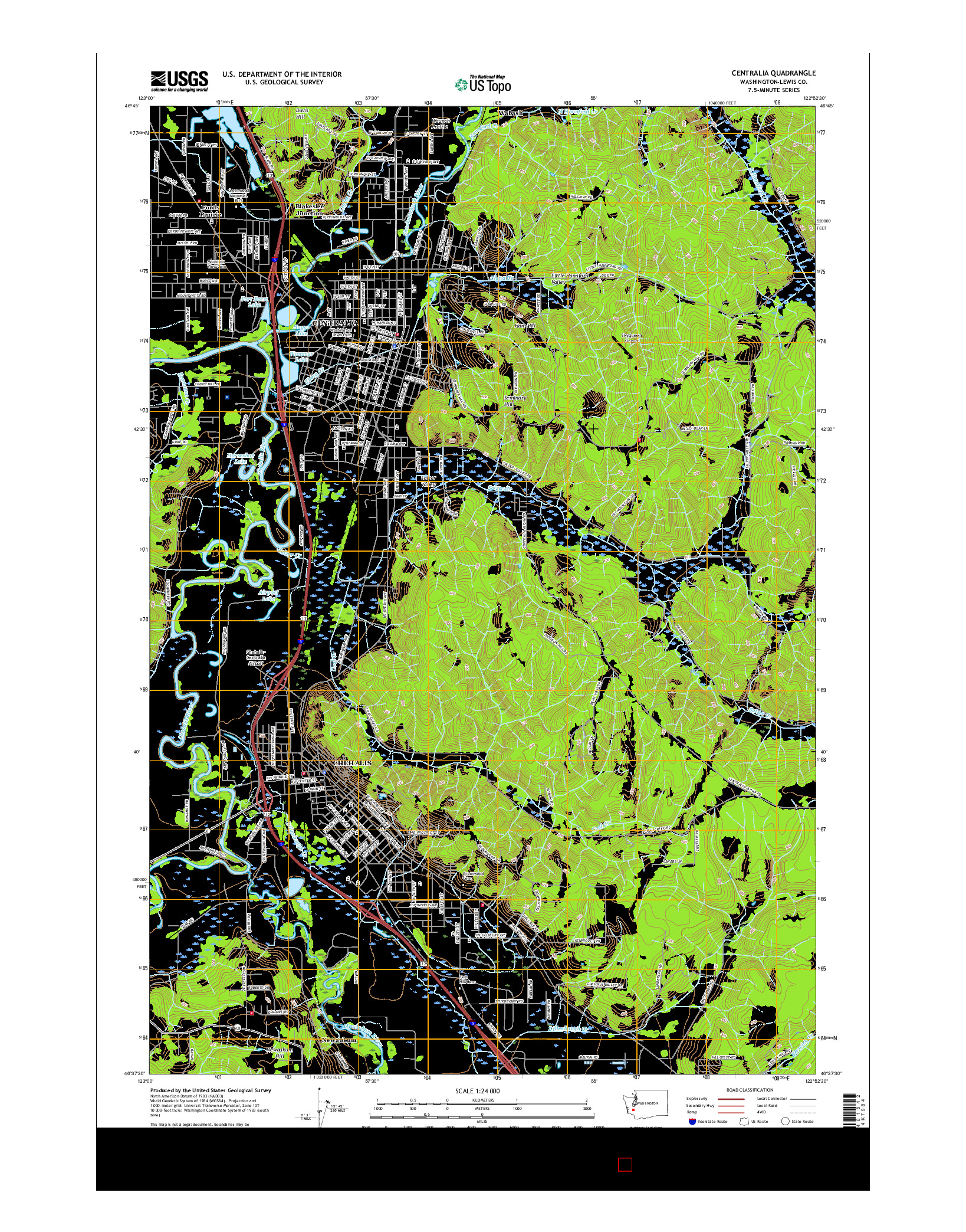 USGS US TOPO 7.5-MINUTE MAP FOR CENTRALIA, WA 2017