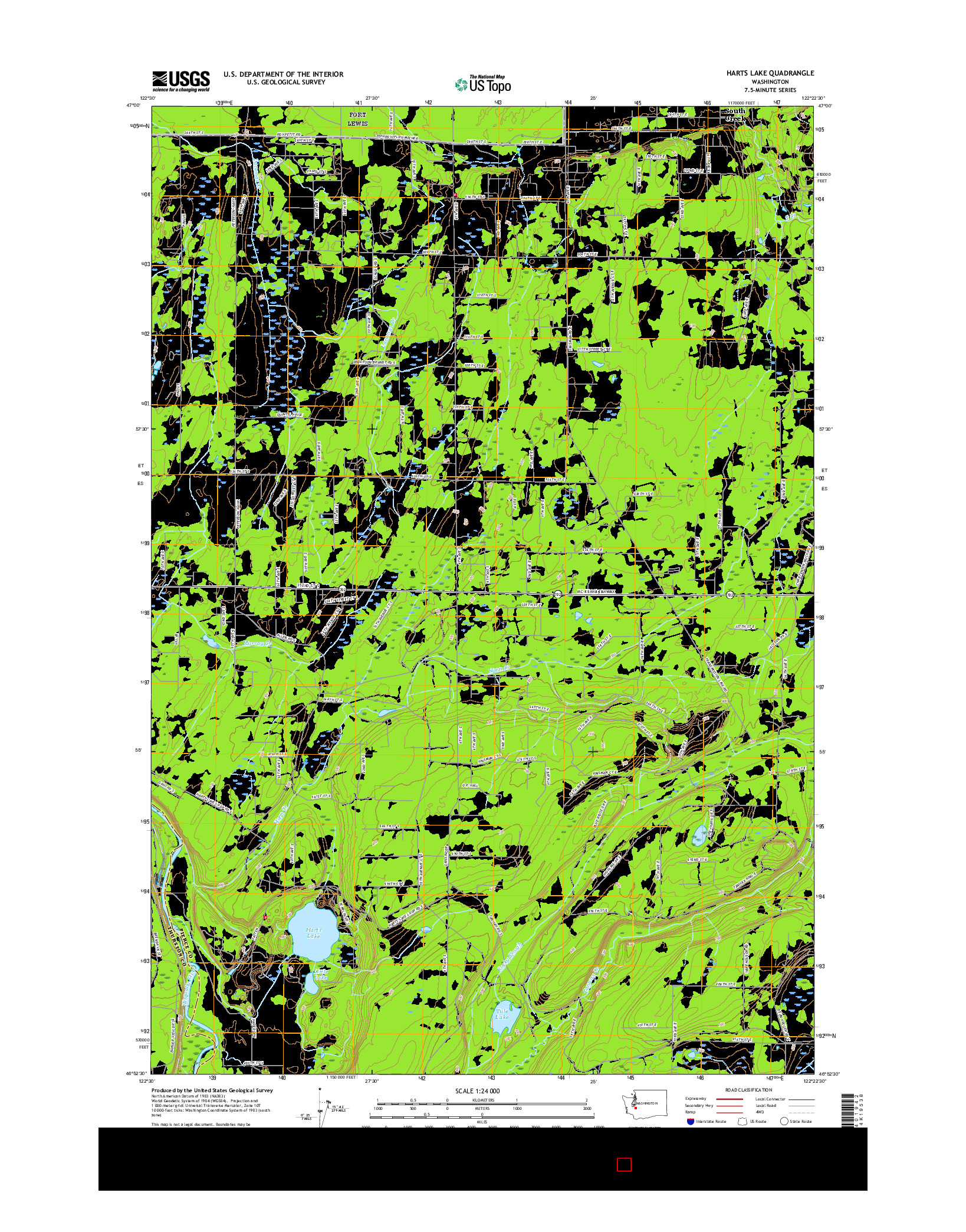 USGS US TOPO 7.5-MINUTE MAP FOR HARTS LAKE, WA 2017