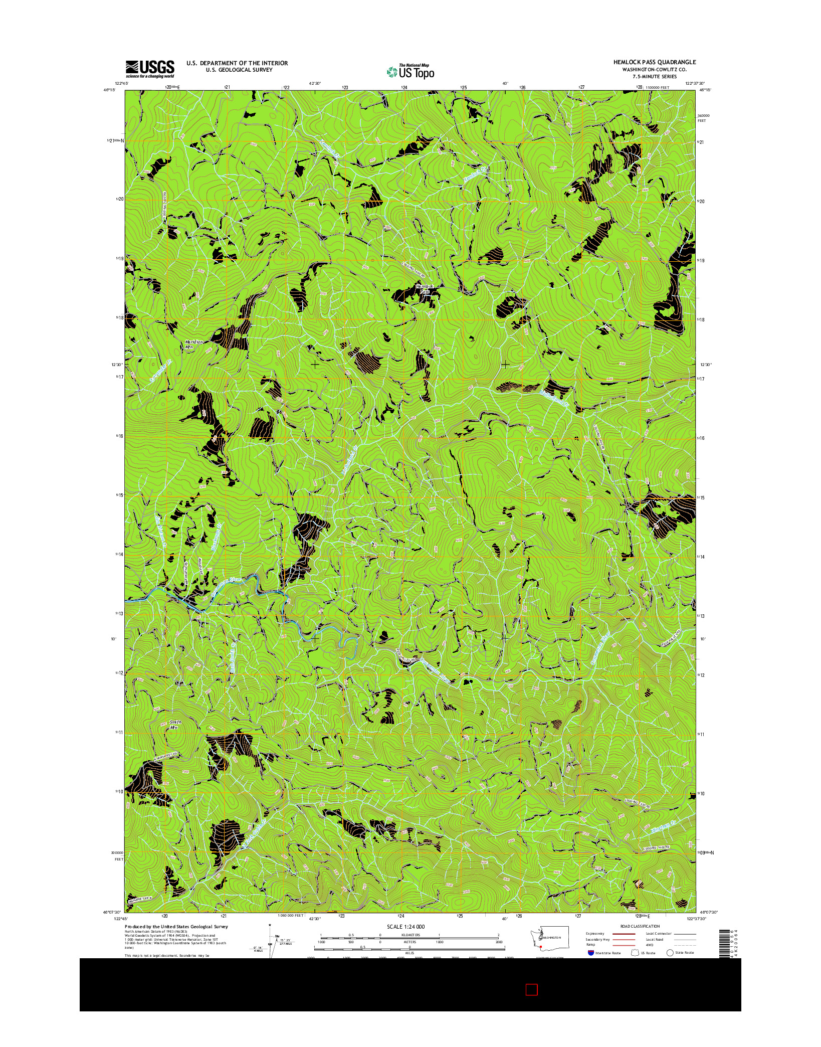 USGS US TOPO 7.5-MINUTE MAP FOR HEMLOCK PASS, WA 2017