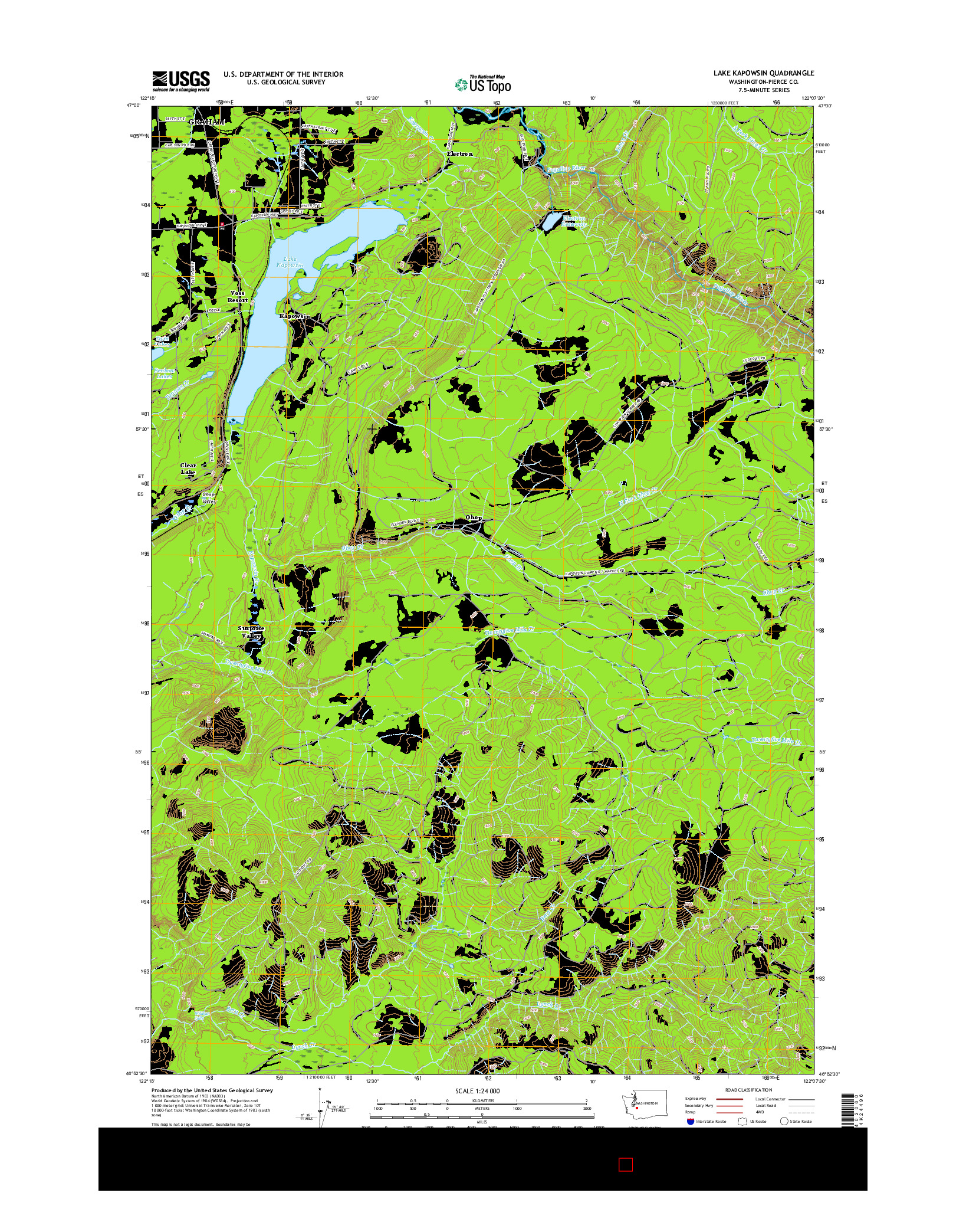 USGS US TOPO 7.5-MINUTE MAP FOR LAKE KAPOWSIN, WA 2017