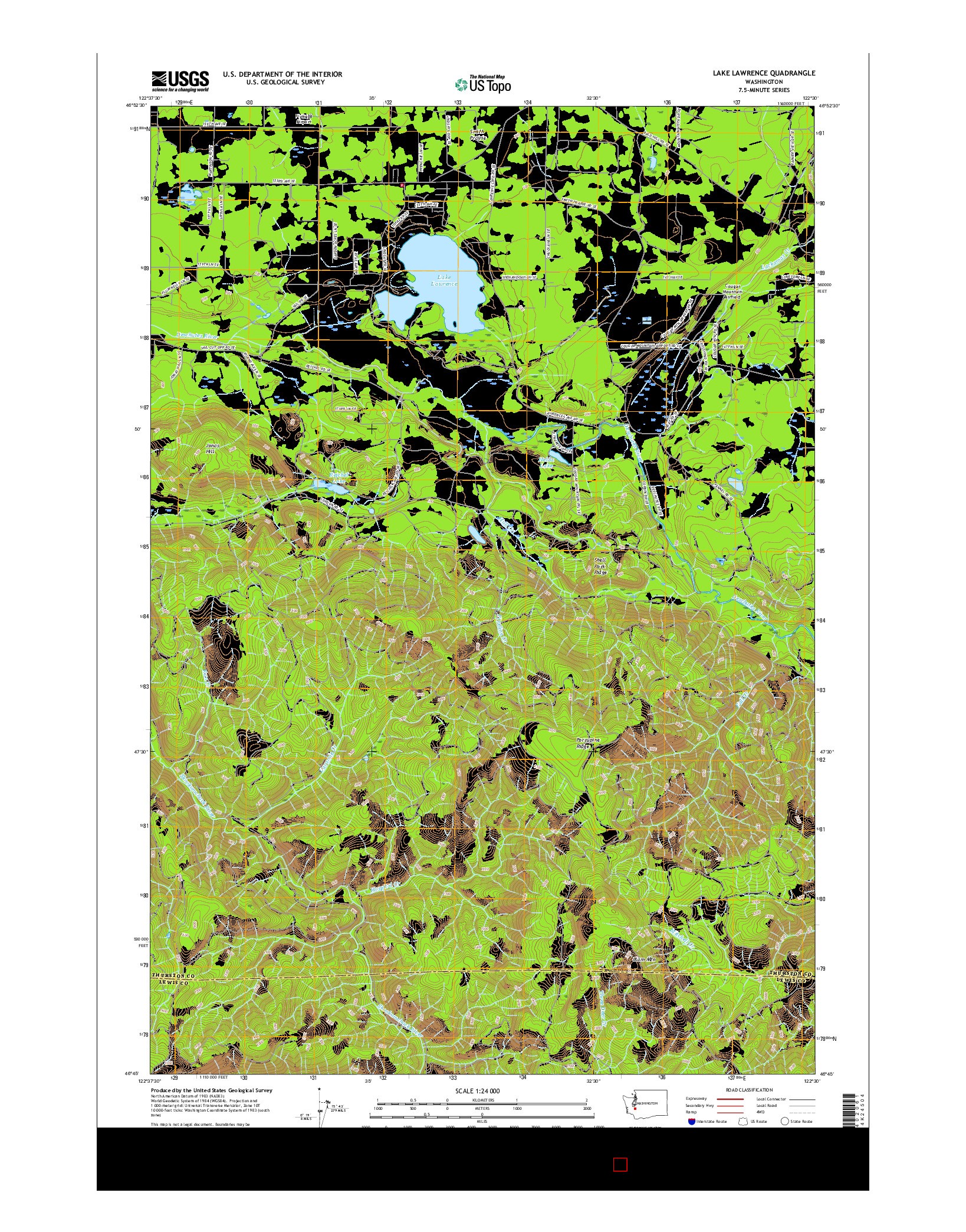 USGS US TOPO 7.5-MINUTE MAP FOR LAKE LAWRENCE, WA 2017