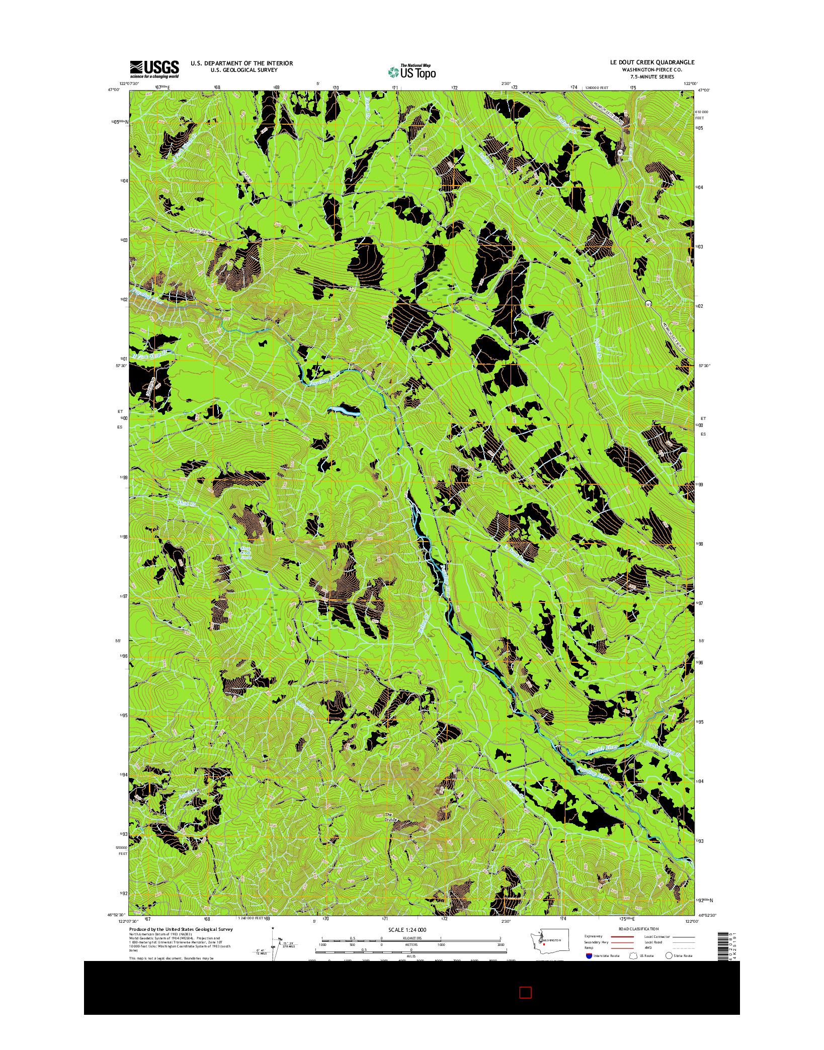 USGS US TOPO 7.5-MINUTE MAP FOR LE DOUT CREEK, WA 2017