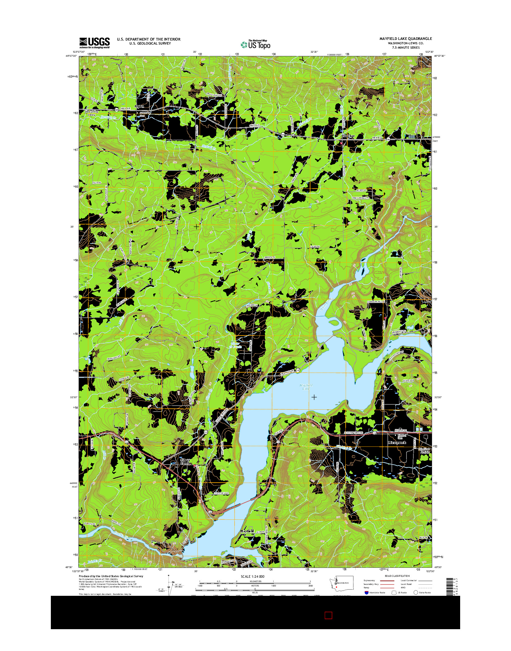 USGS US TOPO 7.5-MINUTE MAP FOR MAYFIELD LAKE, WA 2017