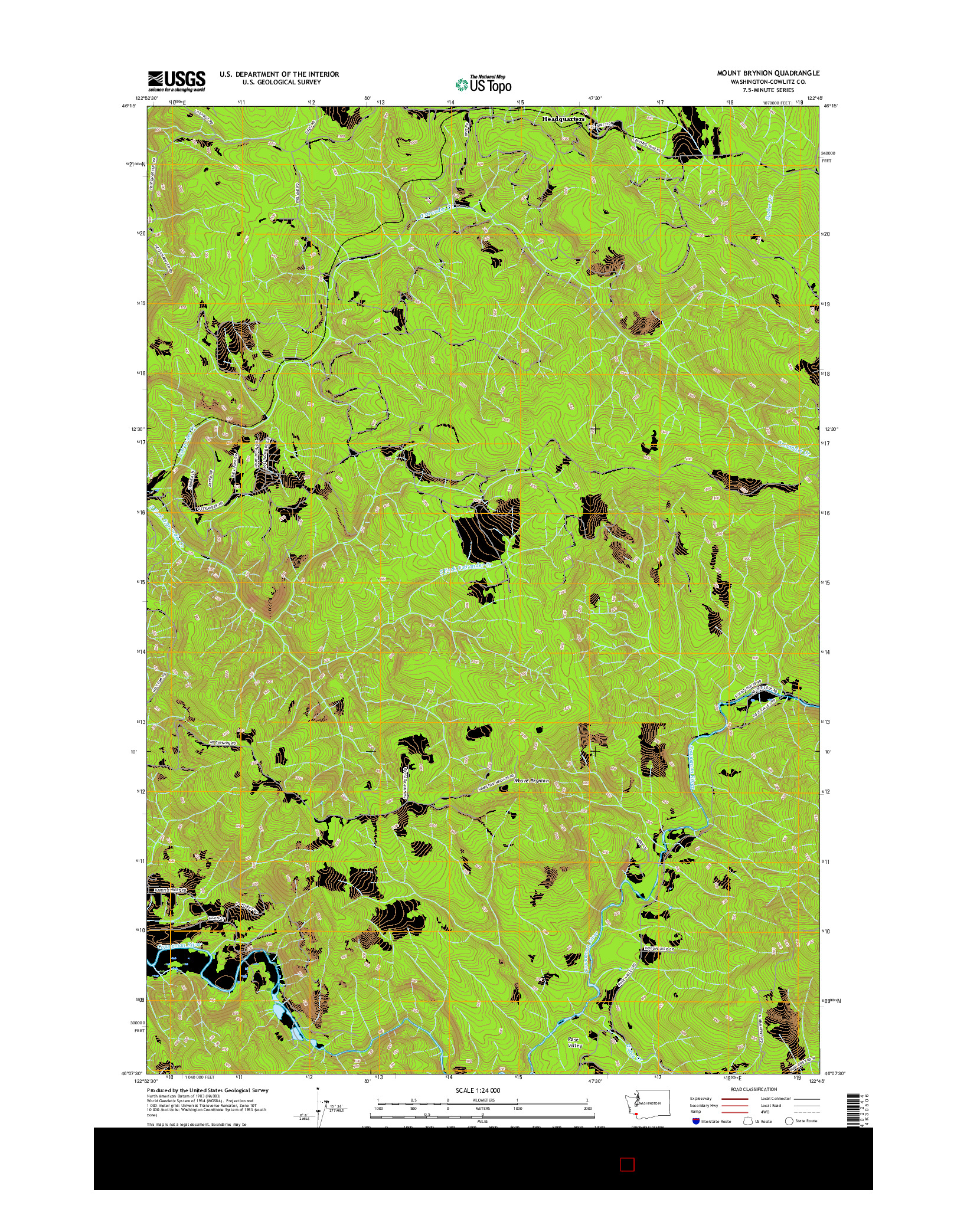 USGS US TOPO 7.5-MINUTE MAP FOR MOUNT BRYNION, WA 2017