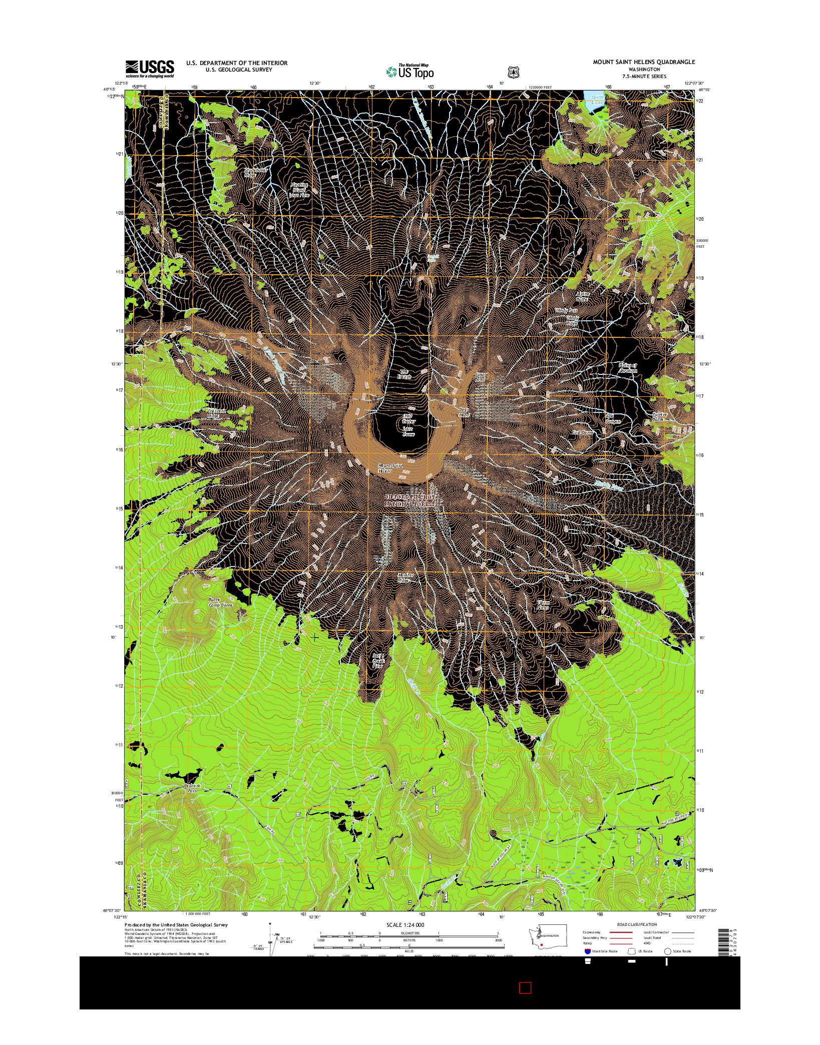 USGS US TOPO 7.5-MINUTE MAP FOR MOUNT SAINT HELENS, WA 2017