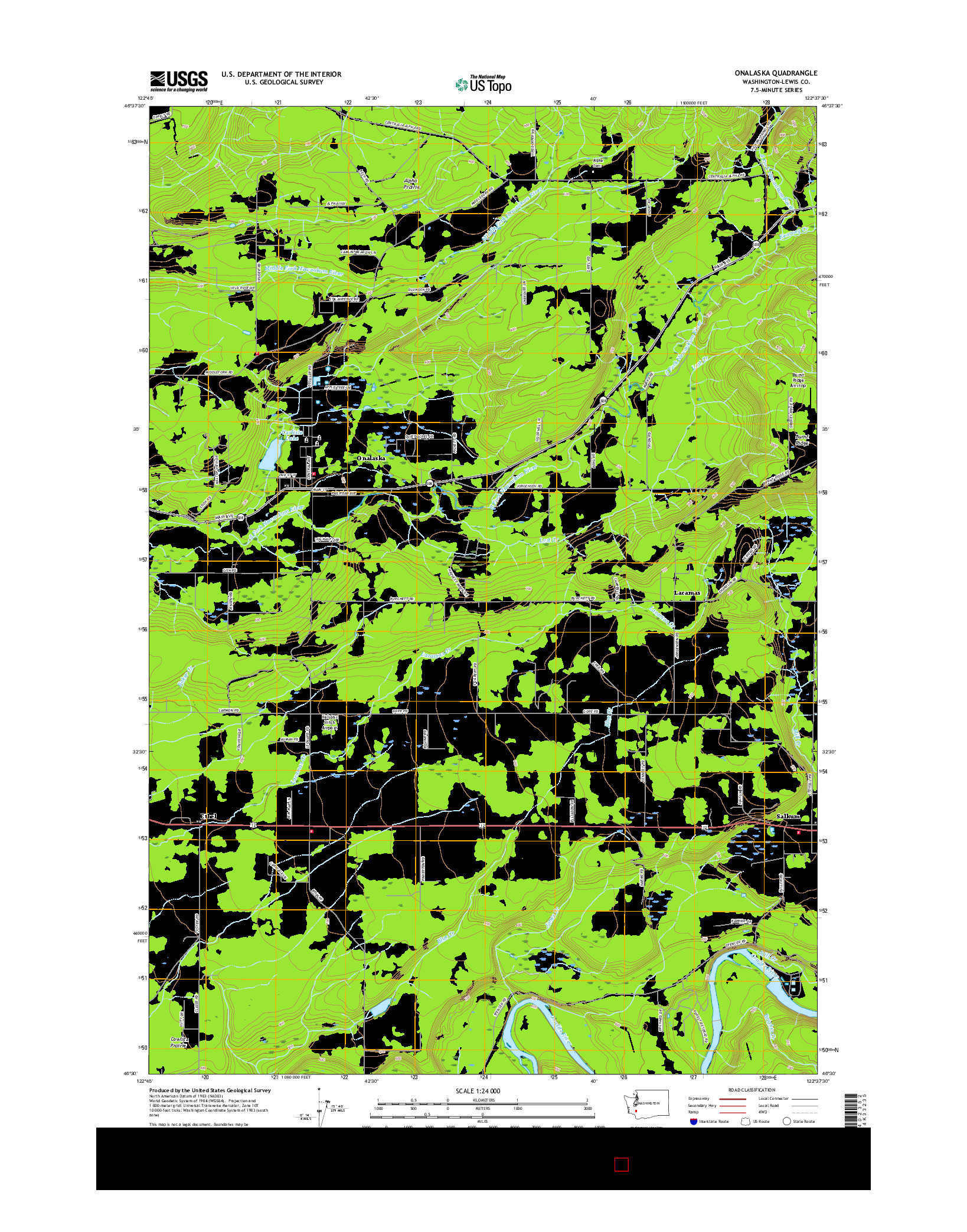 USGS US TOPO 7.5-MINUTE MAP FOR ONALASKA, WA 2017