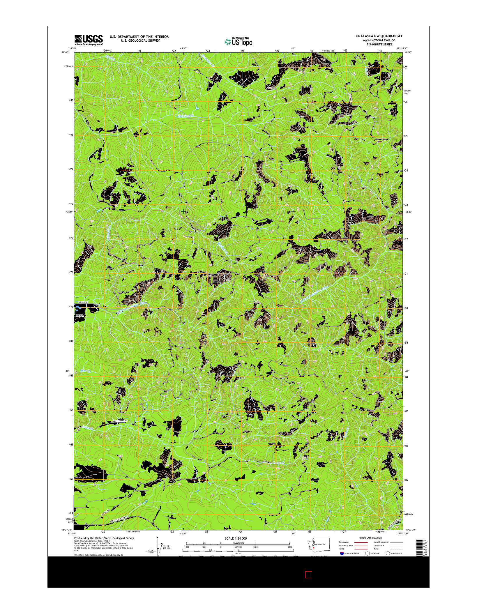 USGS US TOPO 7.5-MINUTE MAP FOR ONALASKA NW, WA 2017