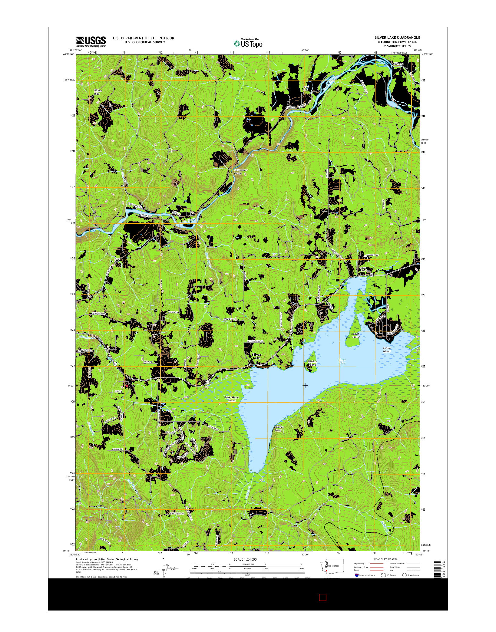 USGS US TOPO 7.5-MINUTE MAP FOR SILVER LAKE, WA 2017