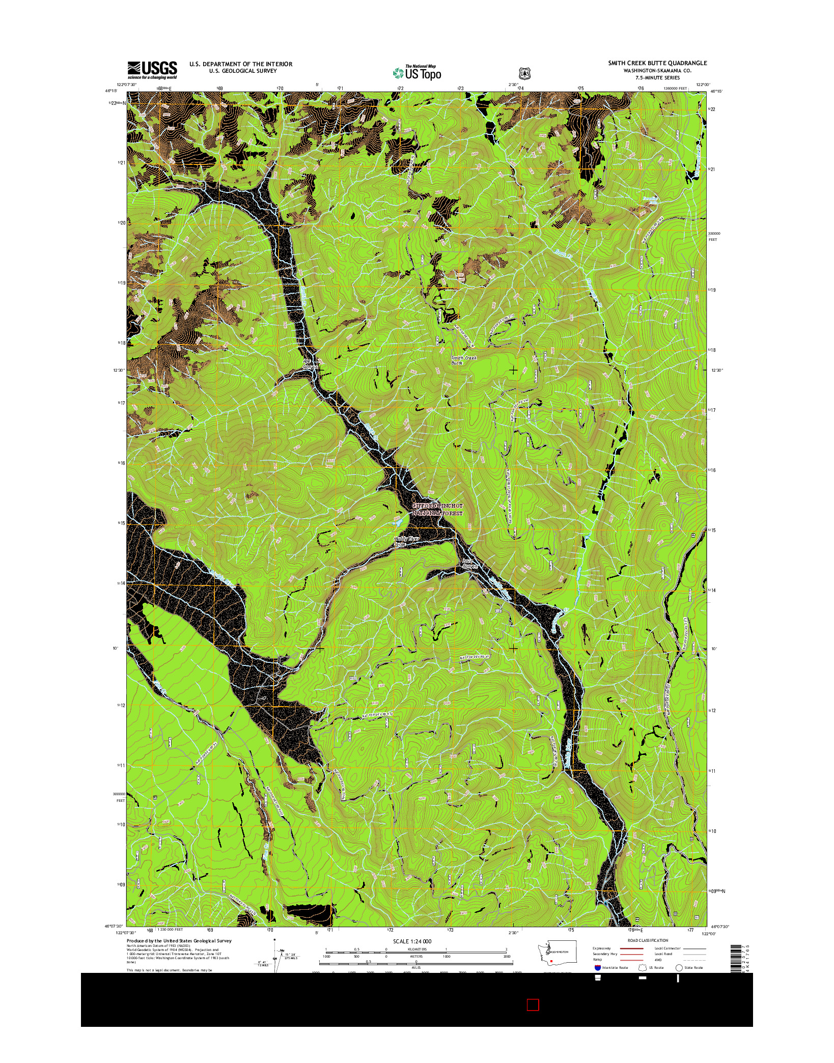 USGS US TOPO 7.5-MINUTE MAP FOR SMITH CREEK BUTTE, WA 2017