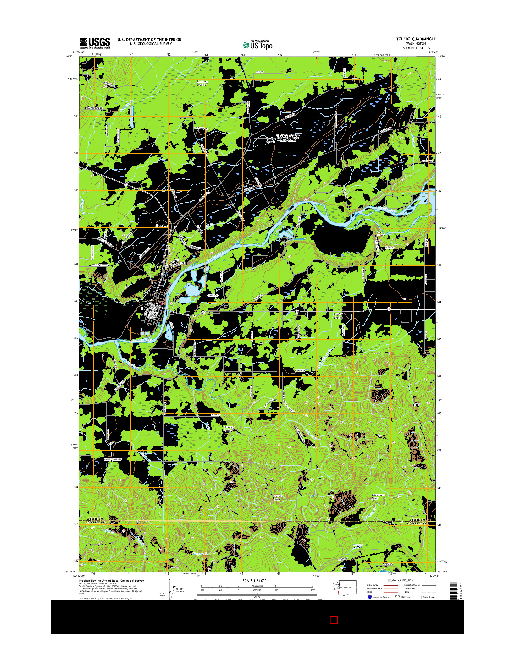 USGS US TOPO 7.5-MINUTE MAP FOR TOLEDO, WA 2017