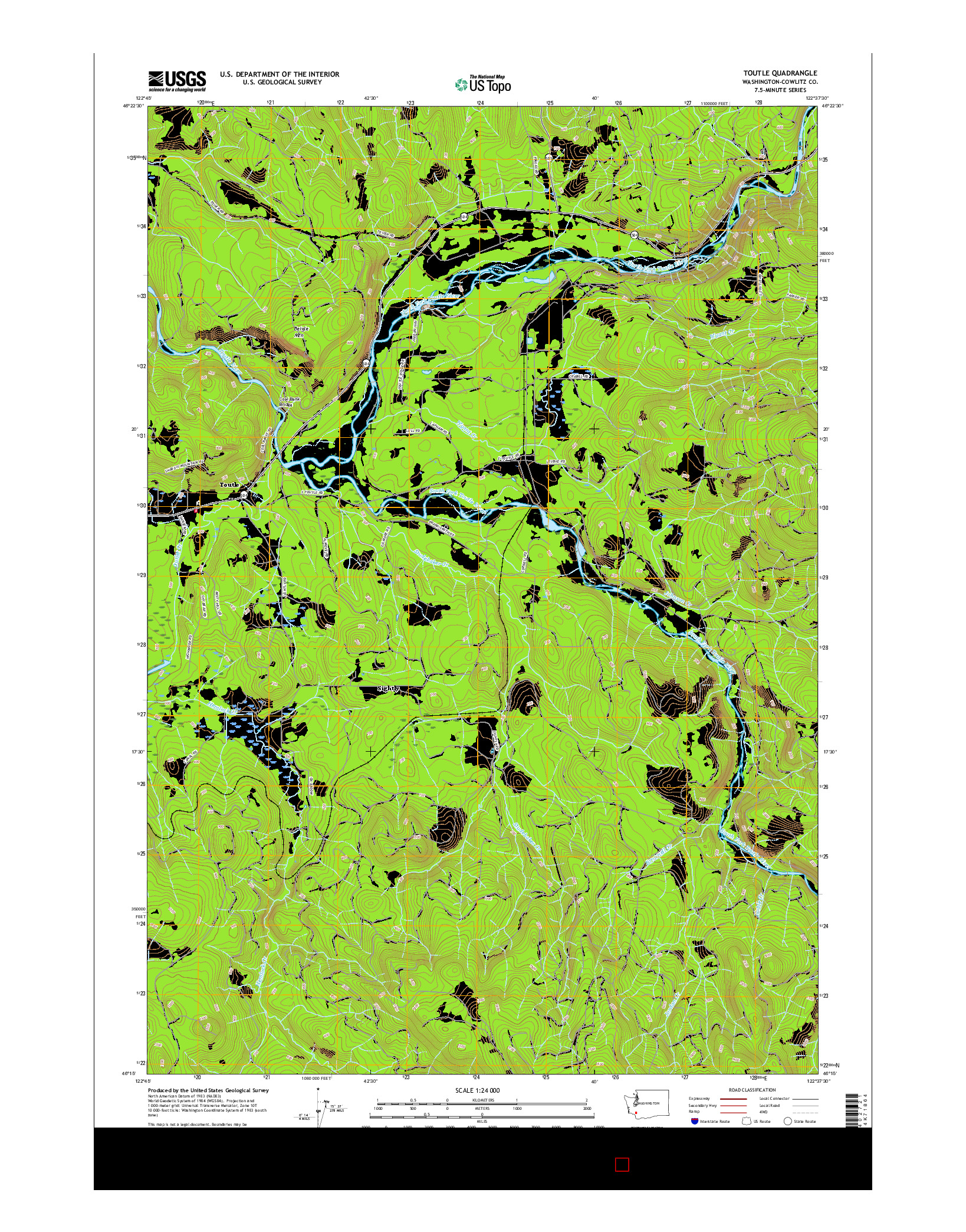 USGS US TOPO 7.5-MINUTE MAP FOR TOUTLE, WA 2017