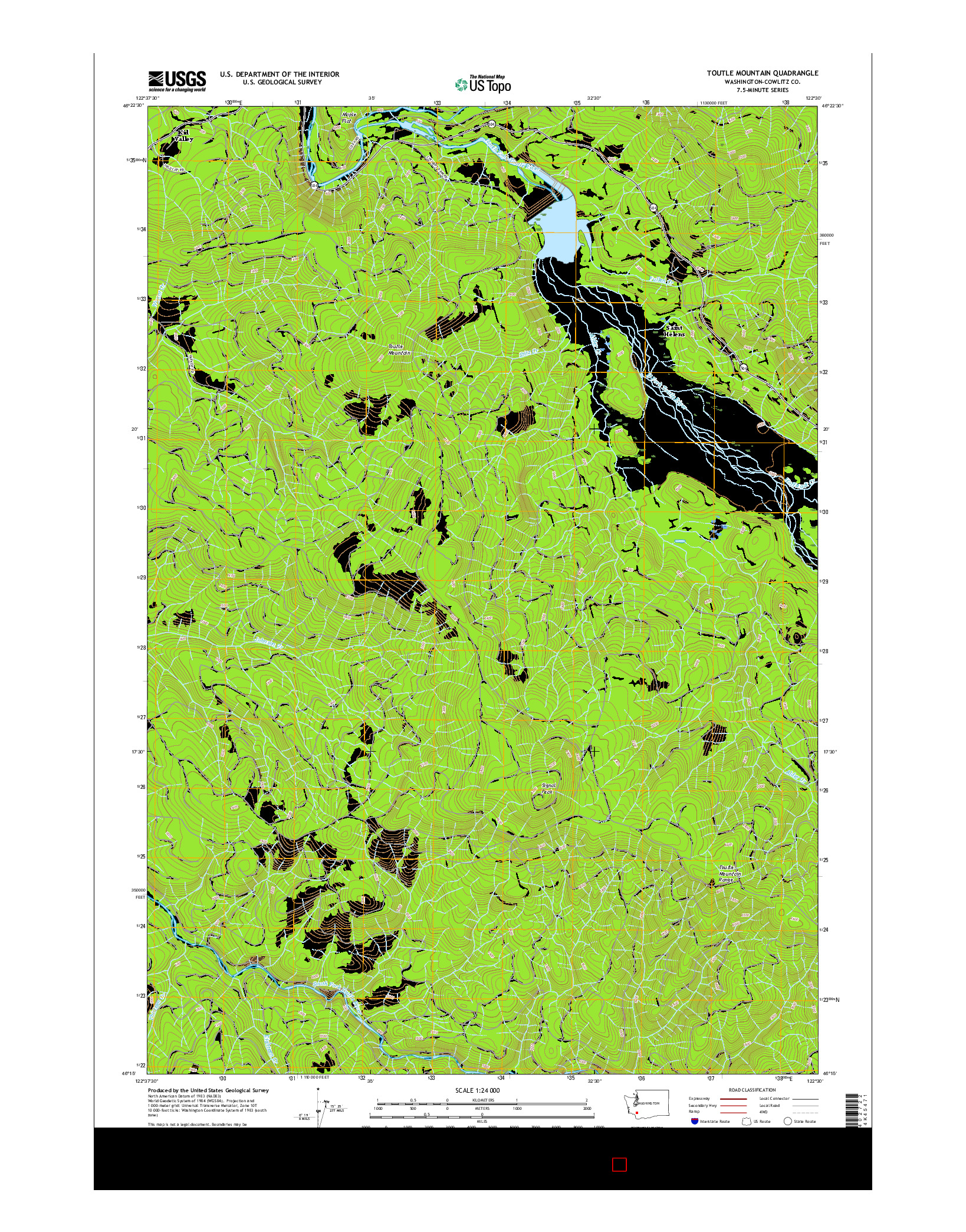 USGS US TOPO 7.5-MINUTE MAP FOR TOUTLE MOUNTAIN, WA 2017